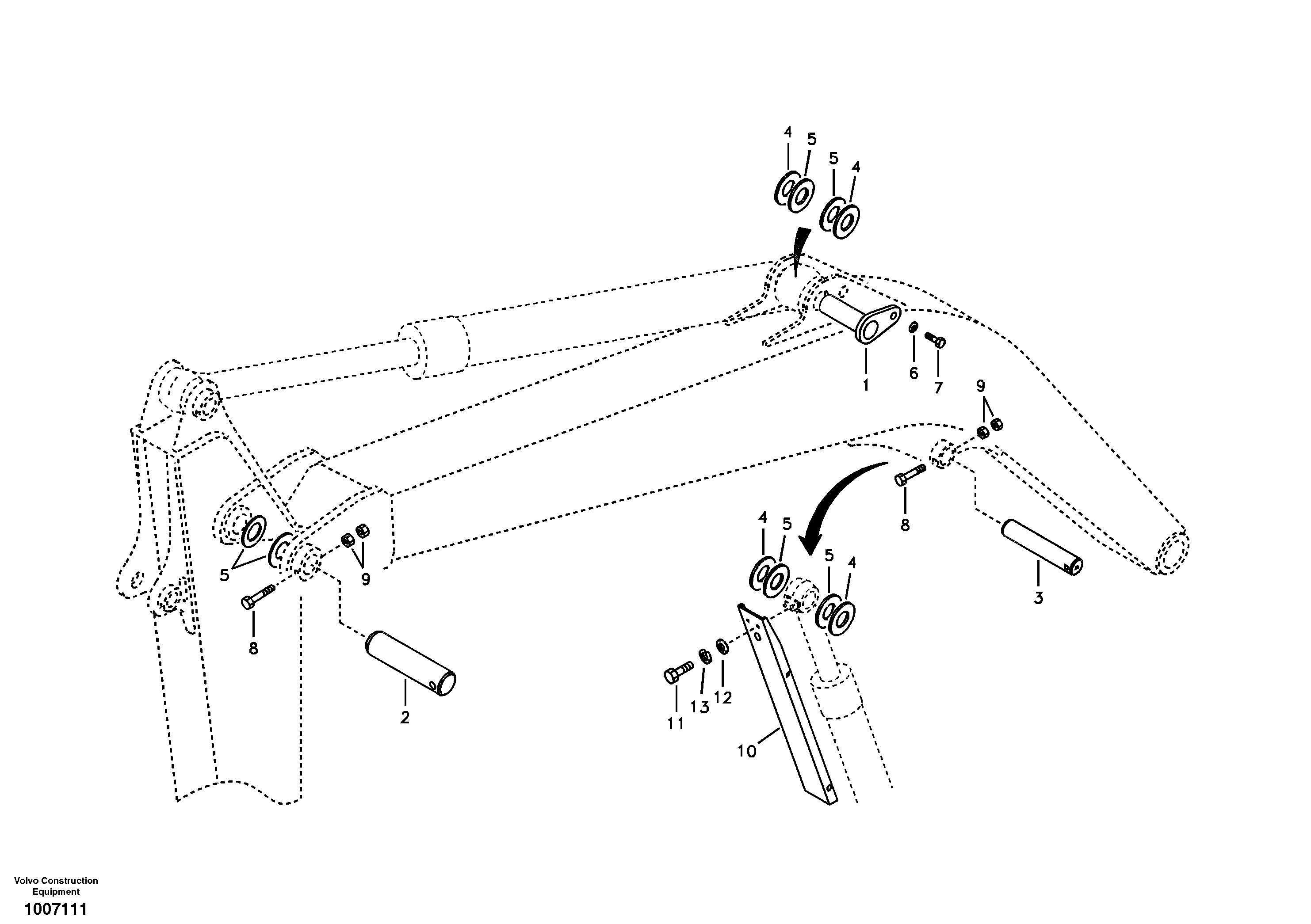 Схема запчастей Volvo EW55B - 6008 Links to boom 