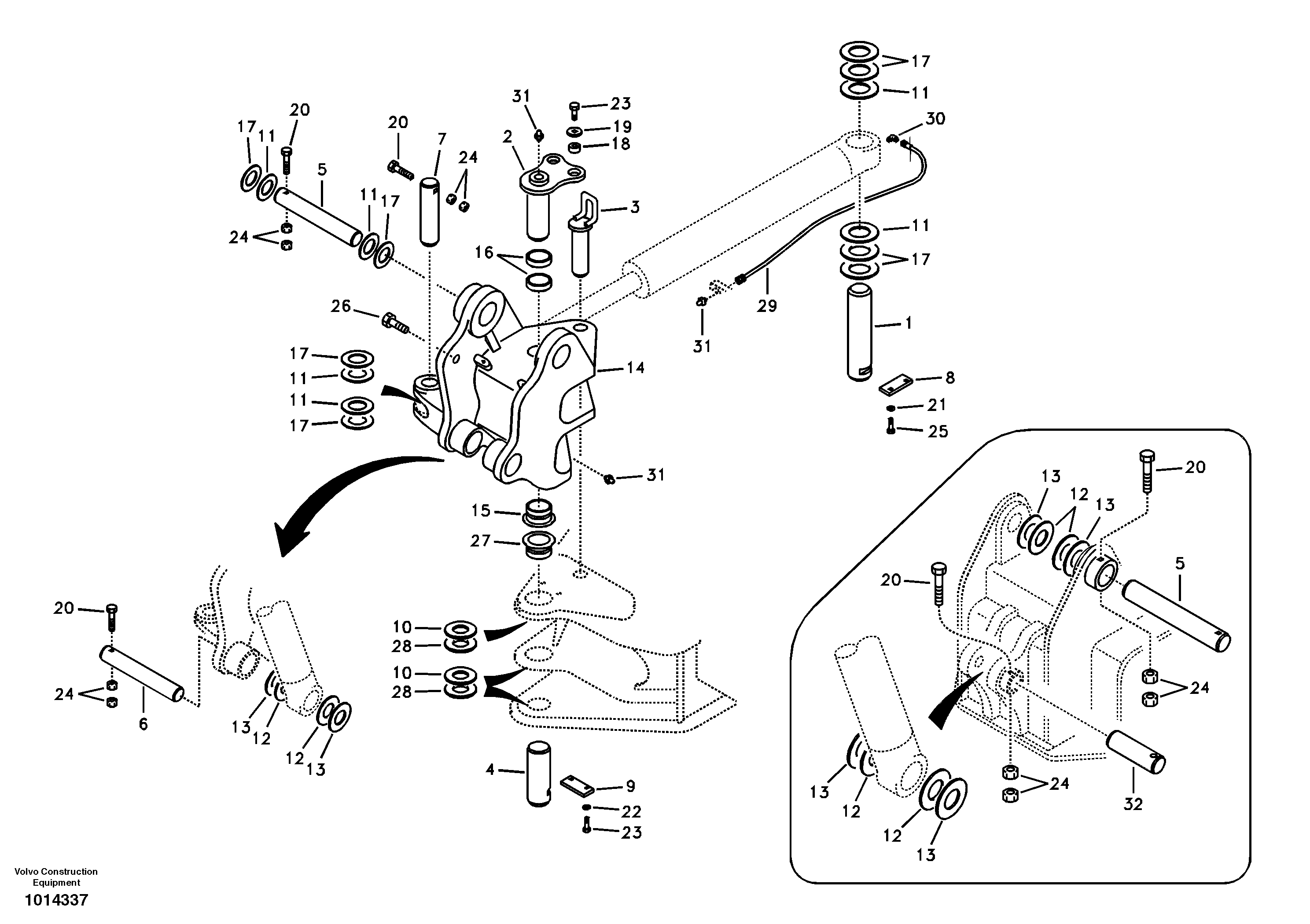Схема запчастей Volvo EW55B - 99797 Links to boom 