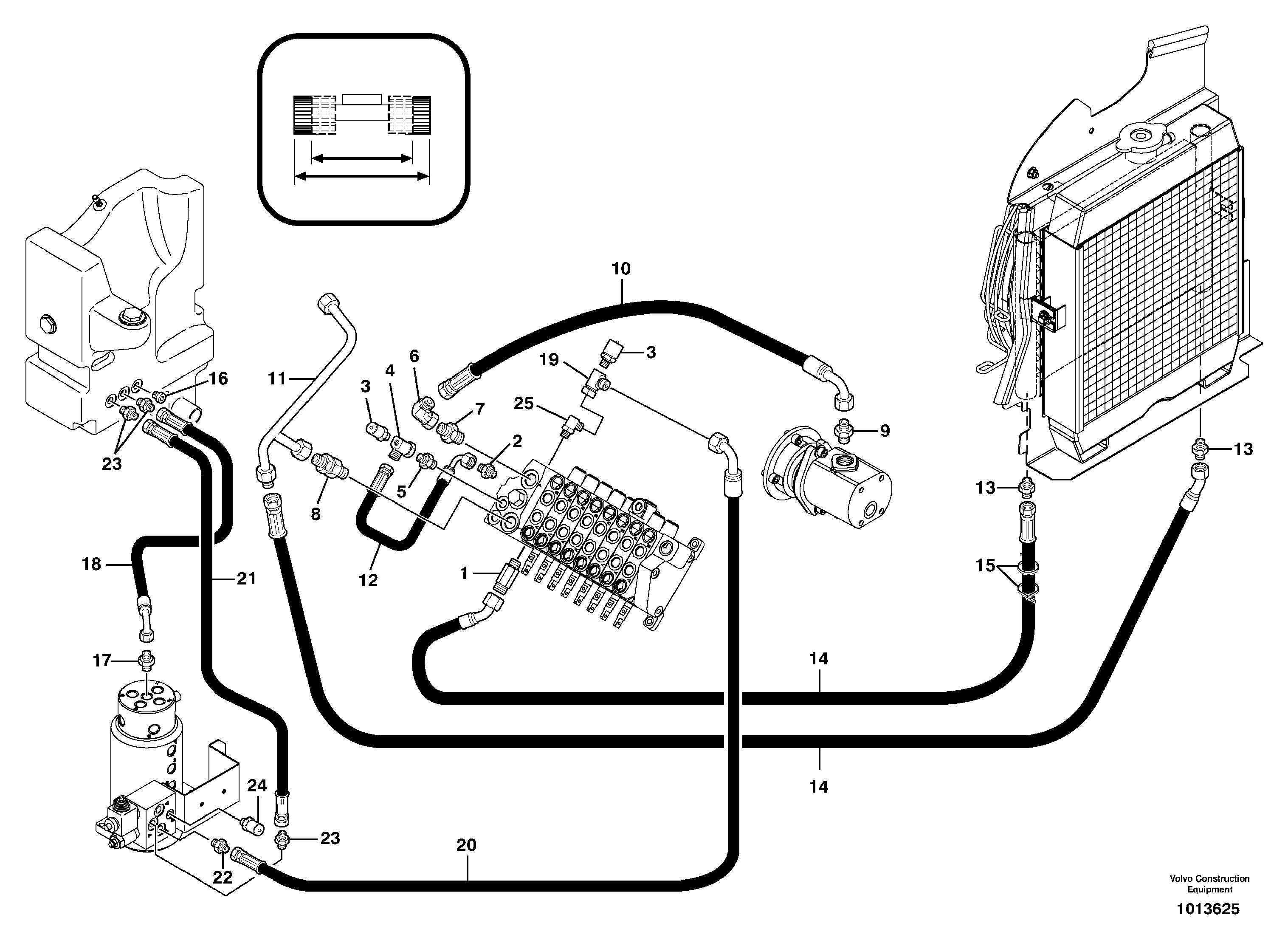 Схема запчастей Volvo EC13 TYPE 600 XR/XTV - 9436 Attachments supply and return circuit 