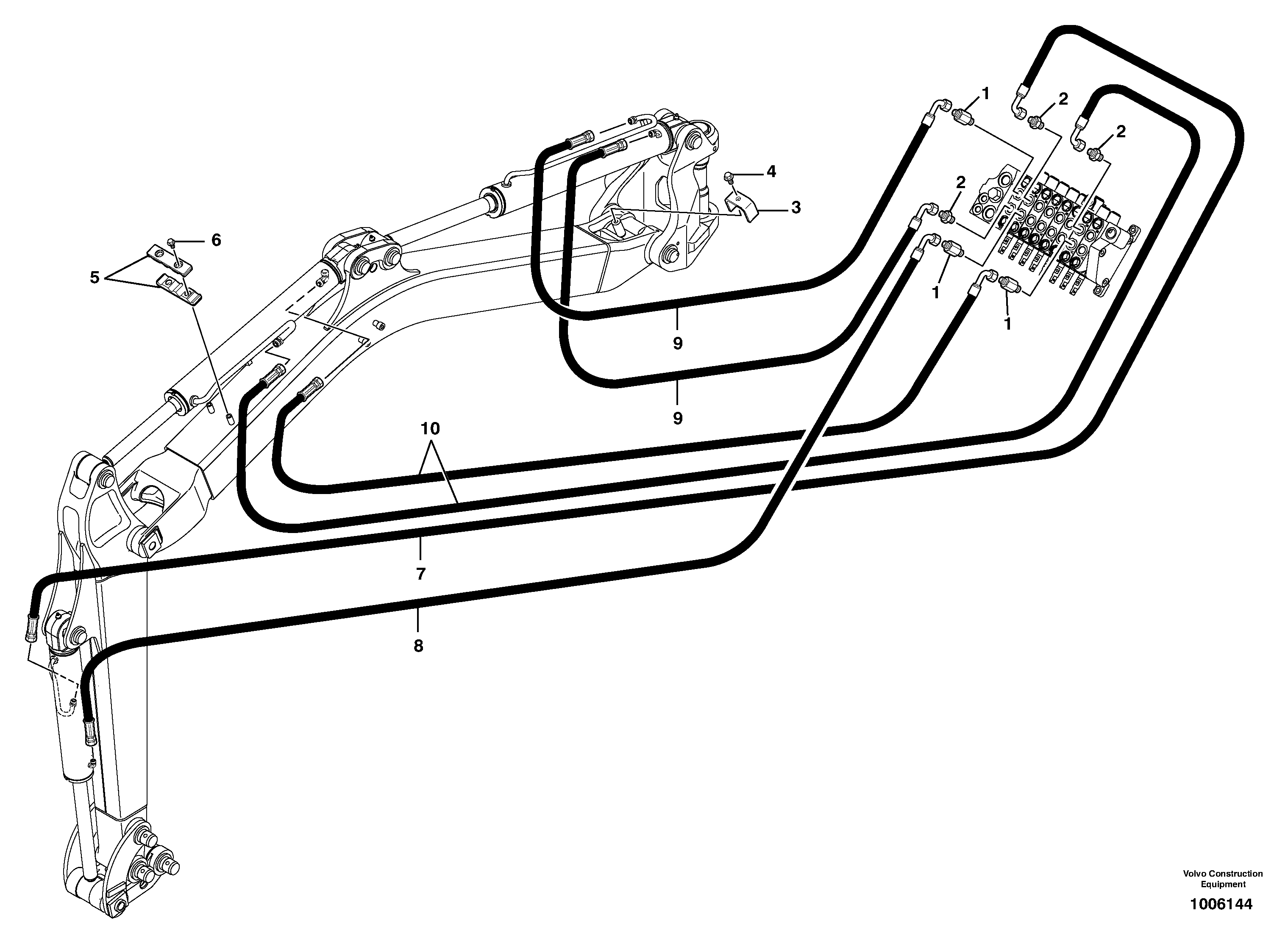 Схема запчастей Volvo EC13 TYPE 600 XR/XTV - 14467 Hydr. circuit.( boom / dipper arm / bucket ) 