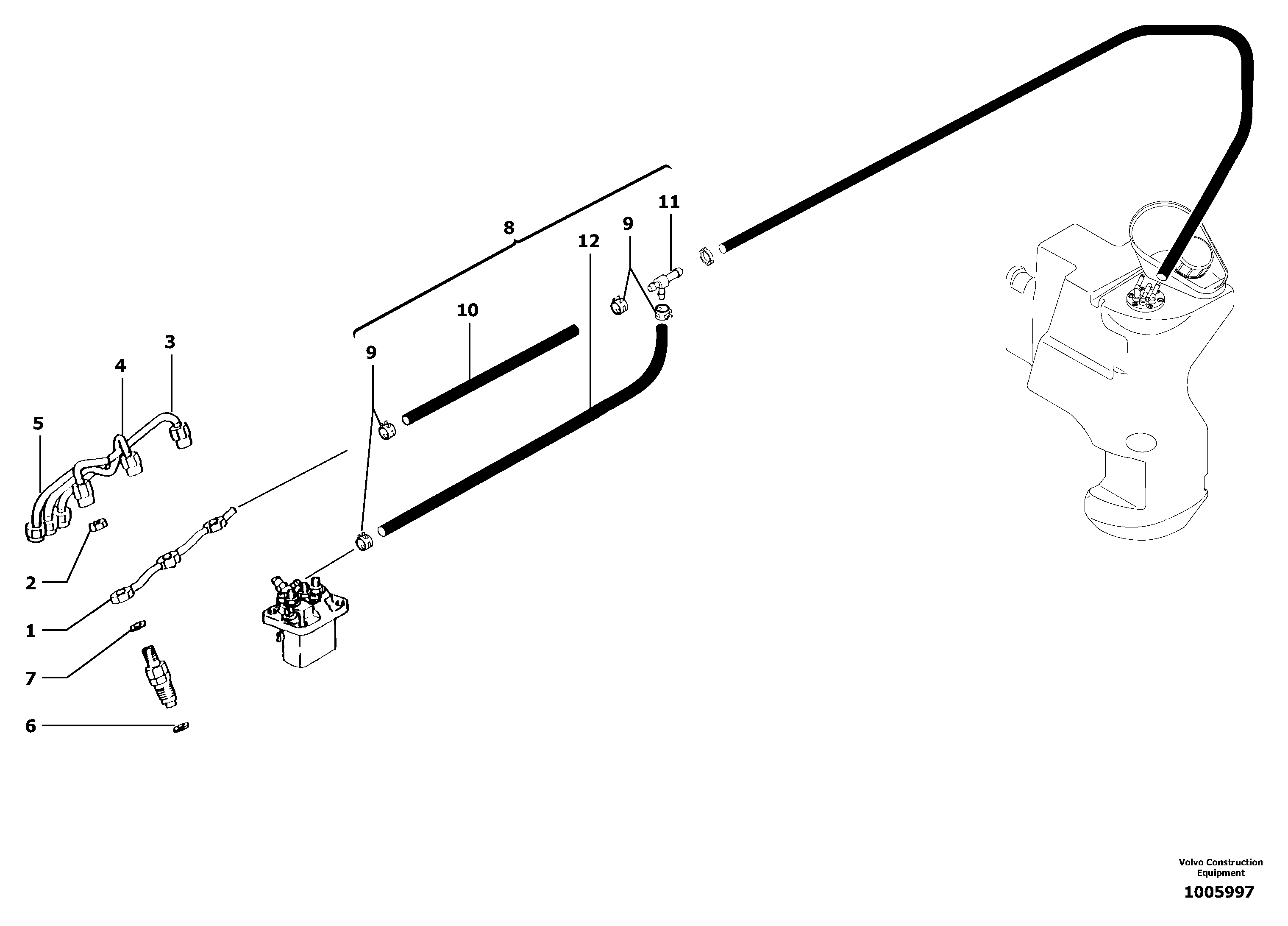 Схема запчастей Volvo EC13 TYPE 600 XR/XTV - 11034 Fuel circuit : injection pump 