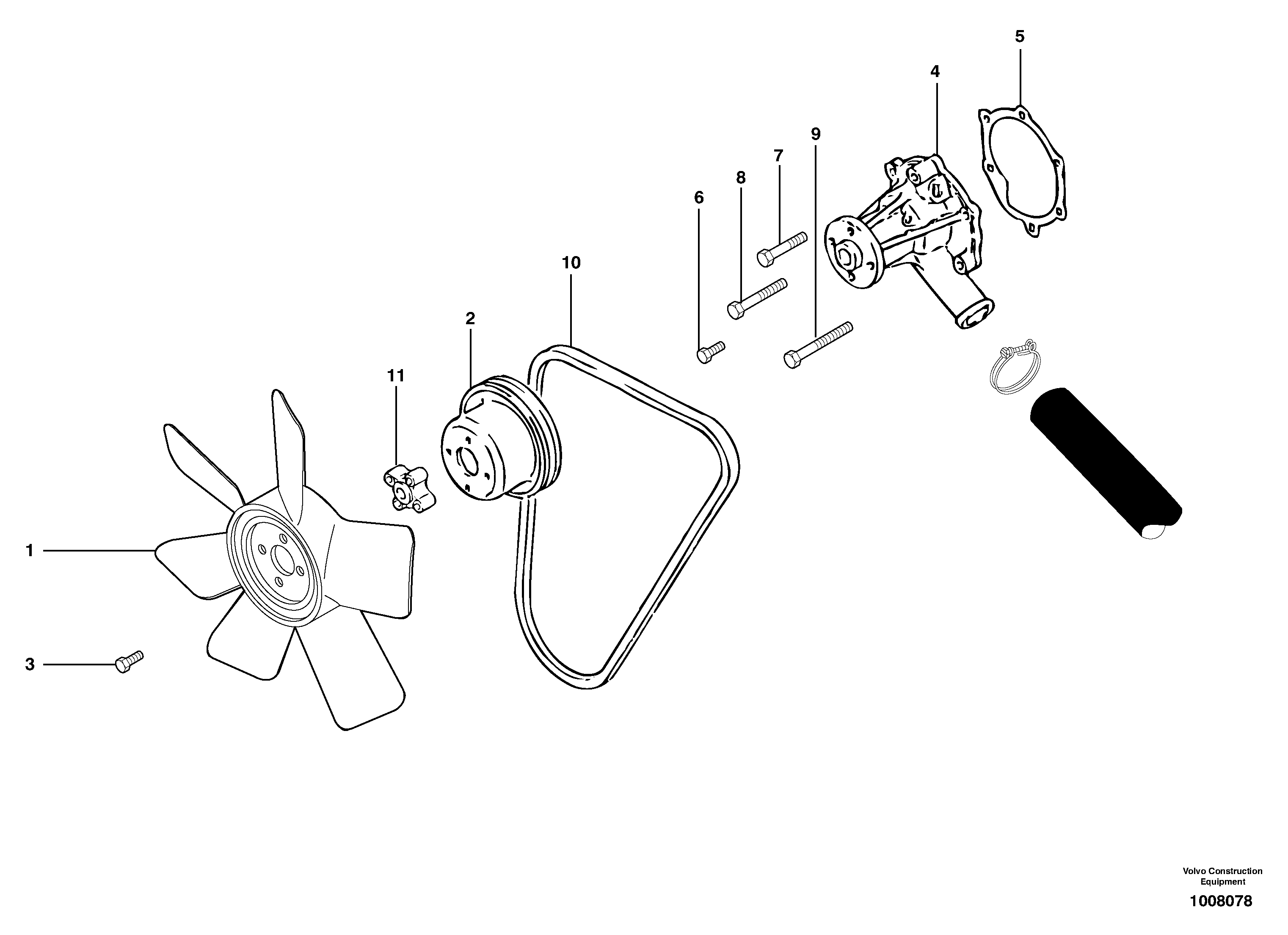 Схема запчастей Volvo EC13 TYPE 600 XR/XTV - 12859 Водяной насос 
