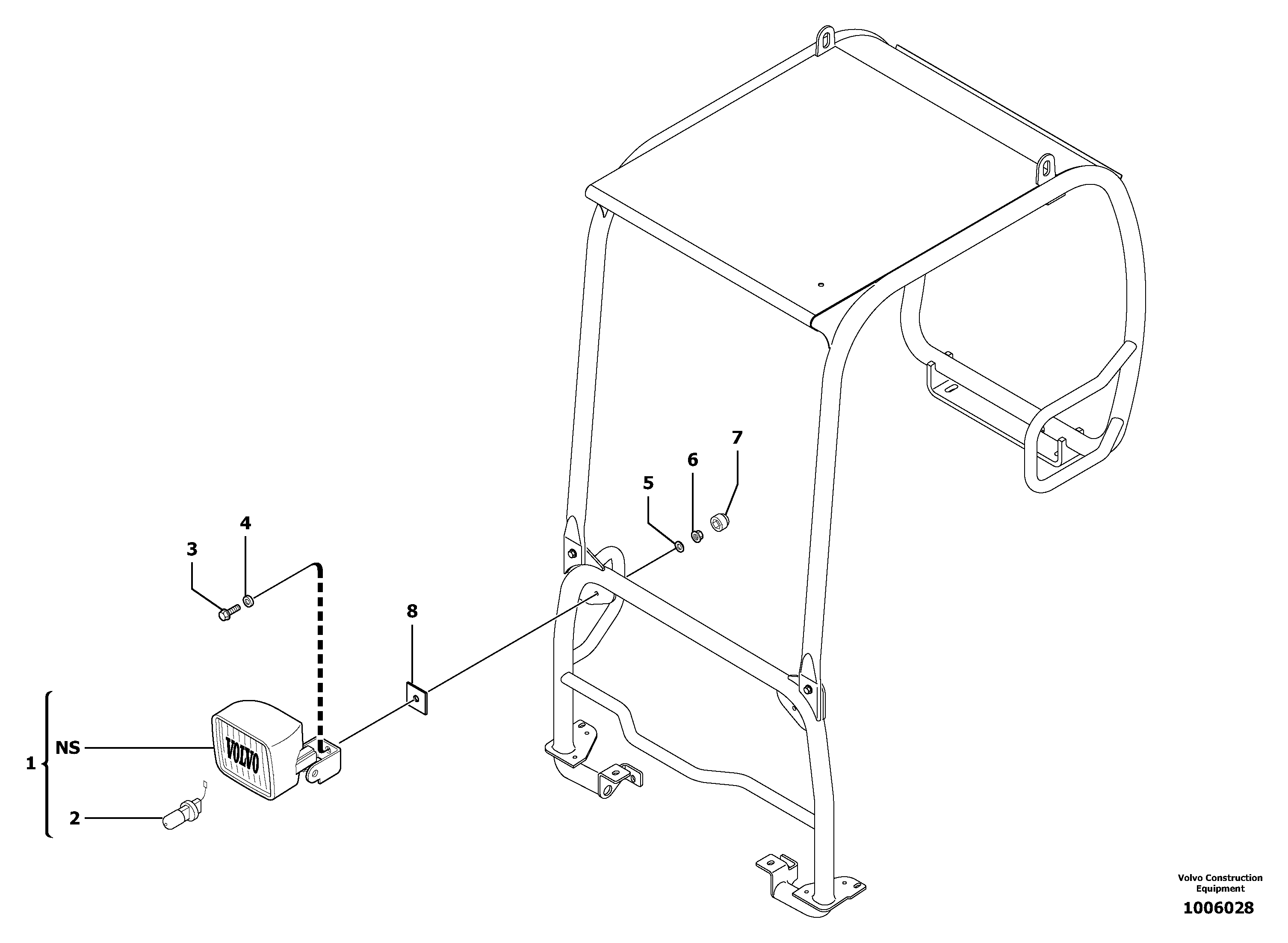 Схема запчастей Volvo EC13 TYPE 600 XR/XTV - 13487 Front headlight on canopy 