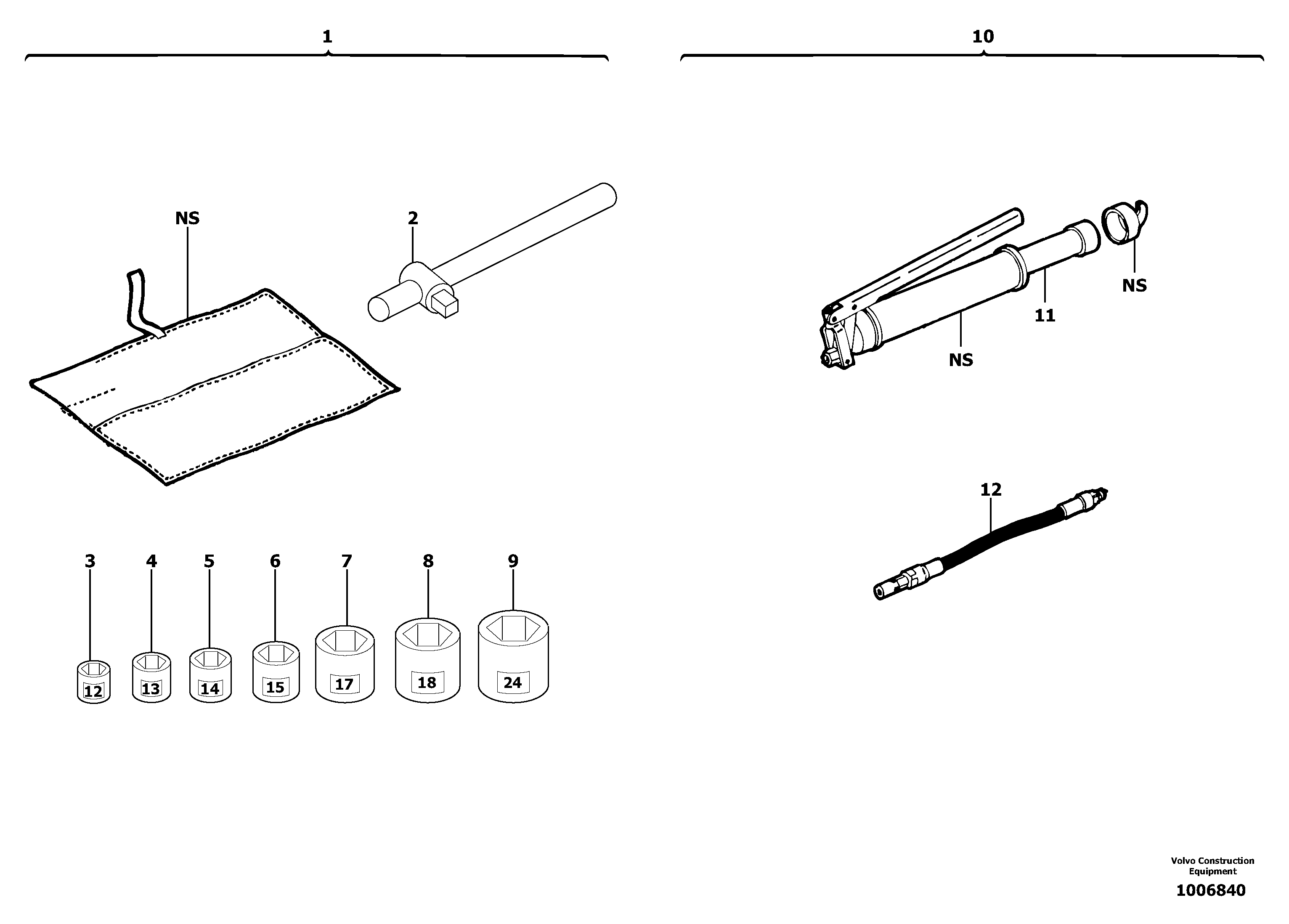 Схема запчастей Volvo EC13 TYPE 600 XR/XTV - 38045 Инструменты для ремонта 