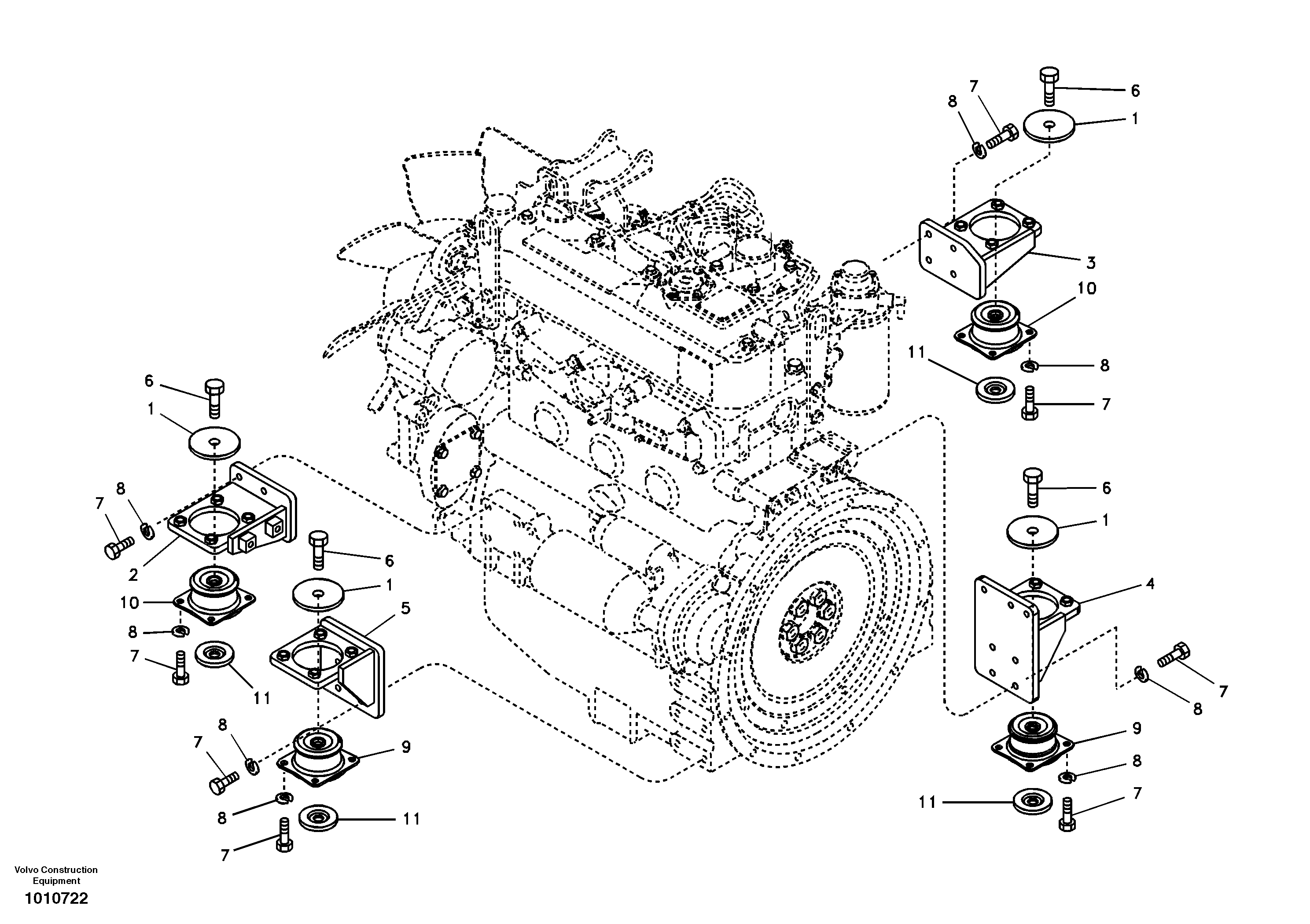 Схема запчастей Volvo ECR58 - 2518 Engine mount 