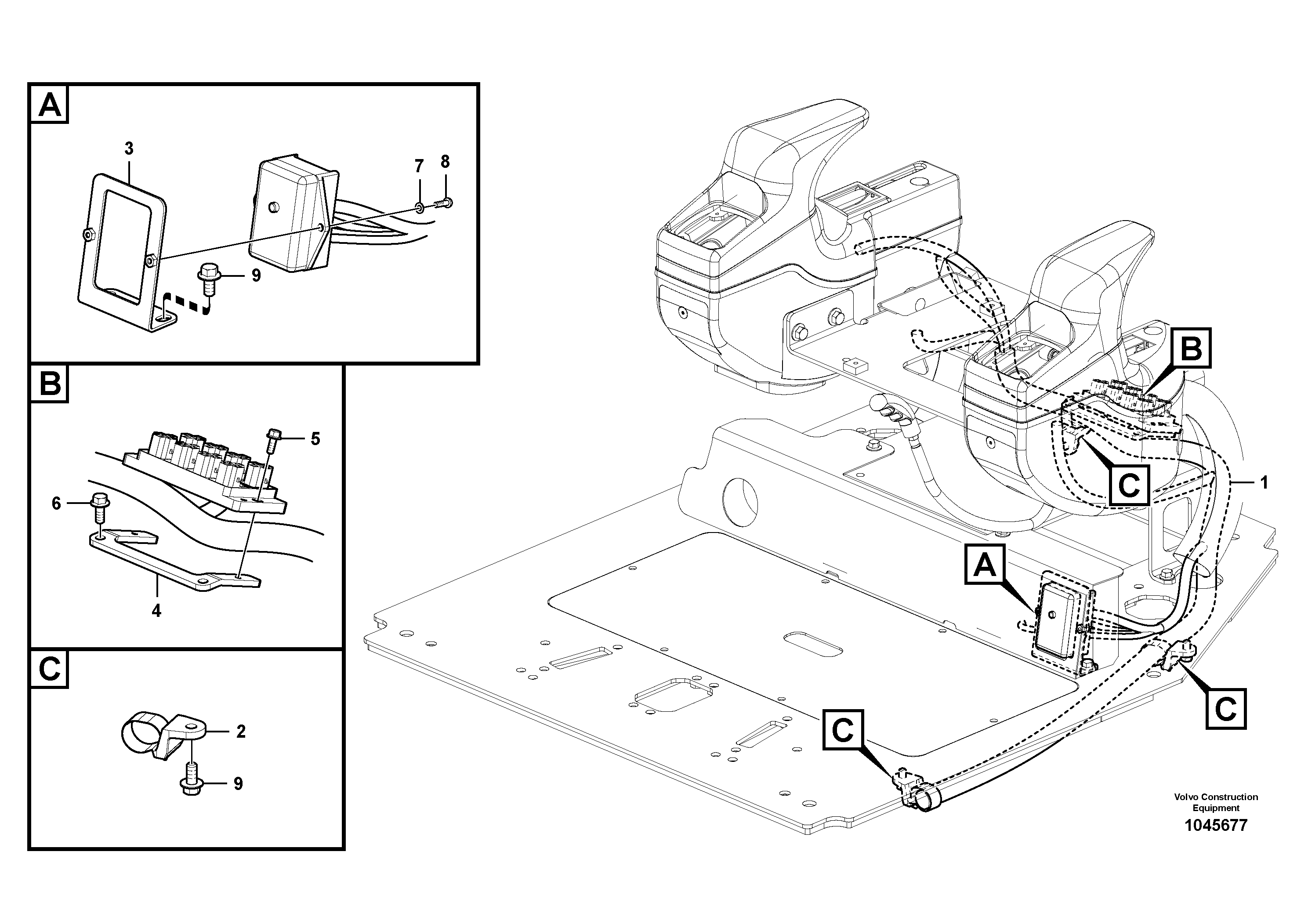 Схема запчастей Volvo ECR58 - 95827 Cable and wire harness, instrument panel 