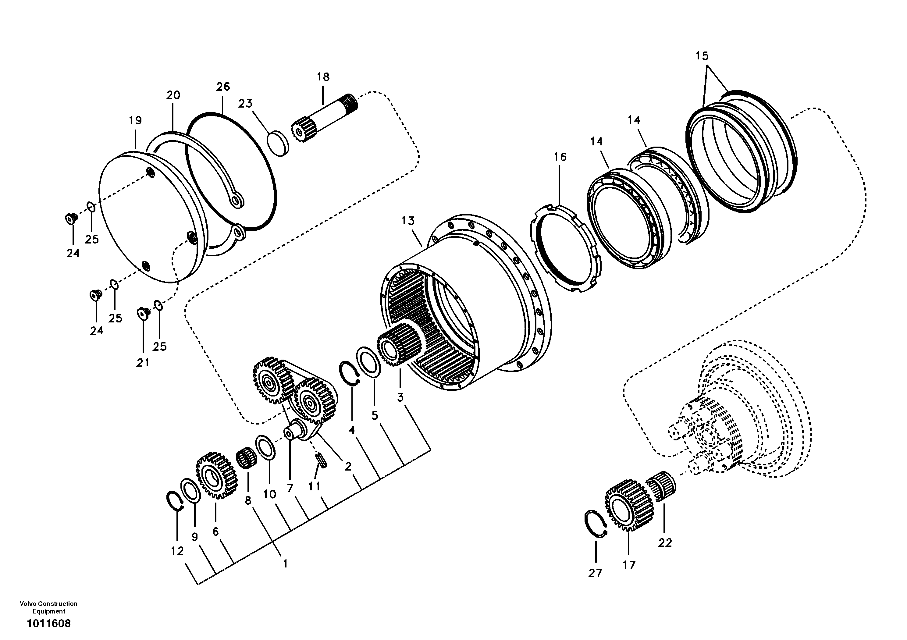 Схема запчастей Volvo ECR58 - 88471 Travel gearbox 