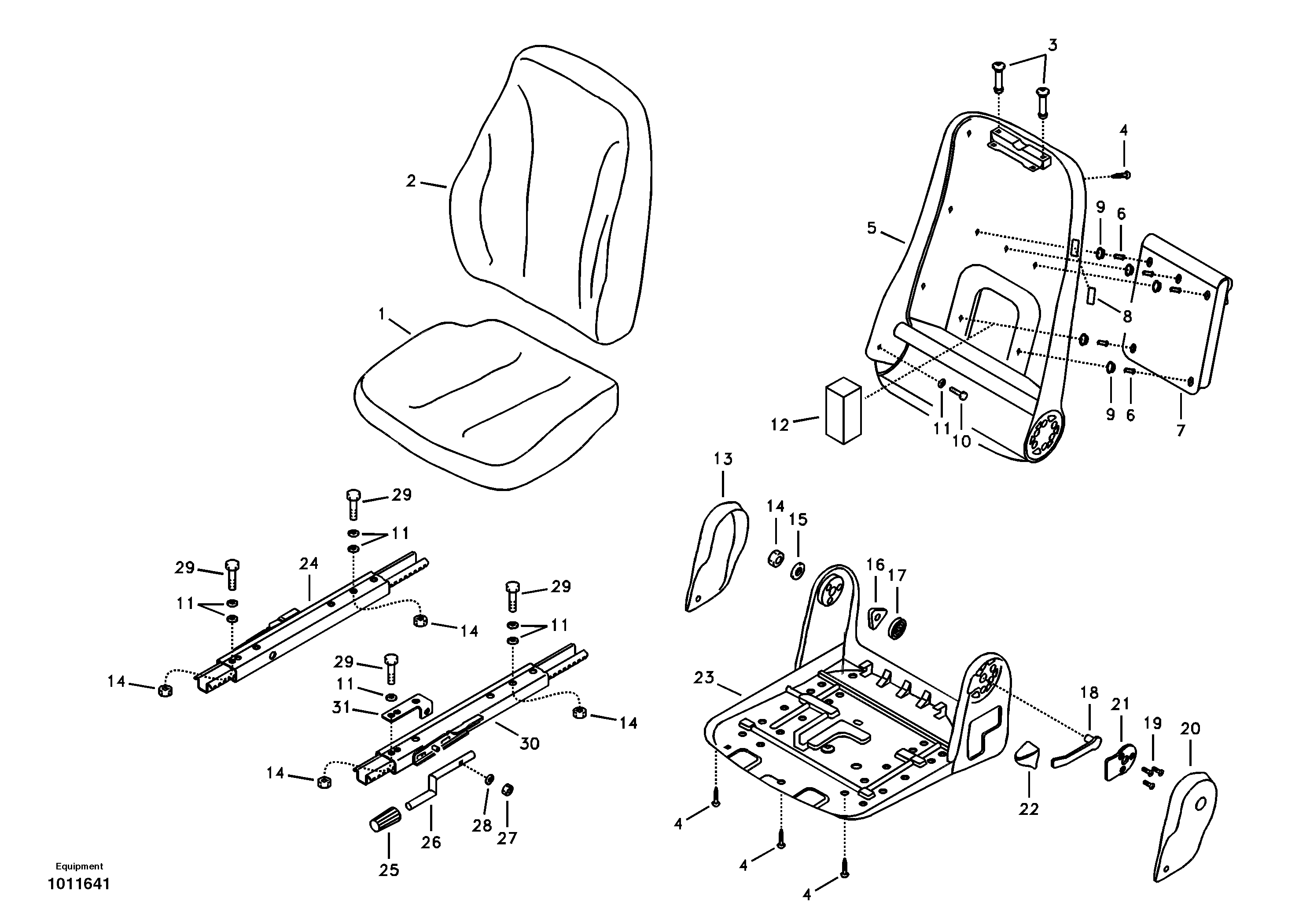 Схема запчастей Volvo ECR58 - 4653 Operators seat 