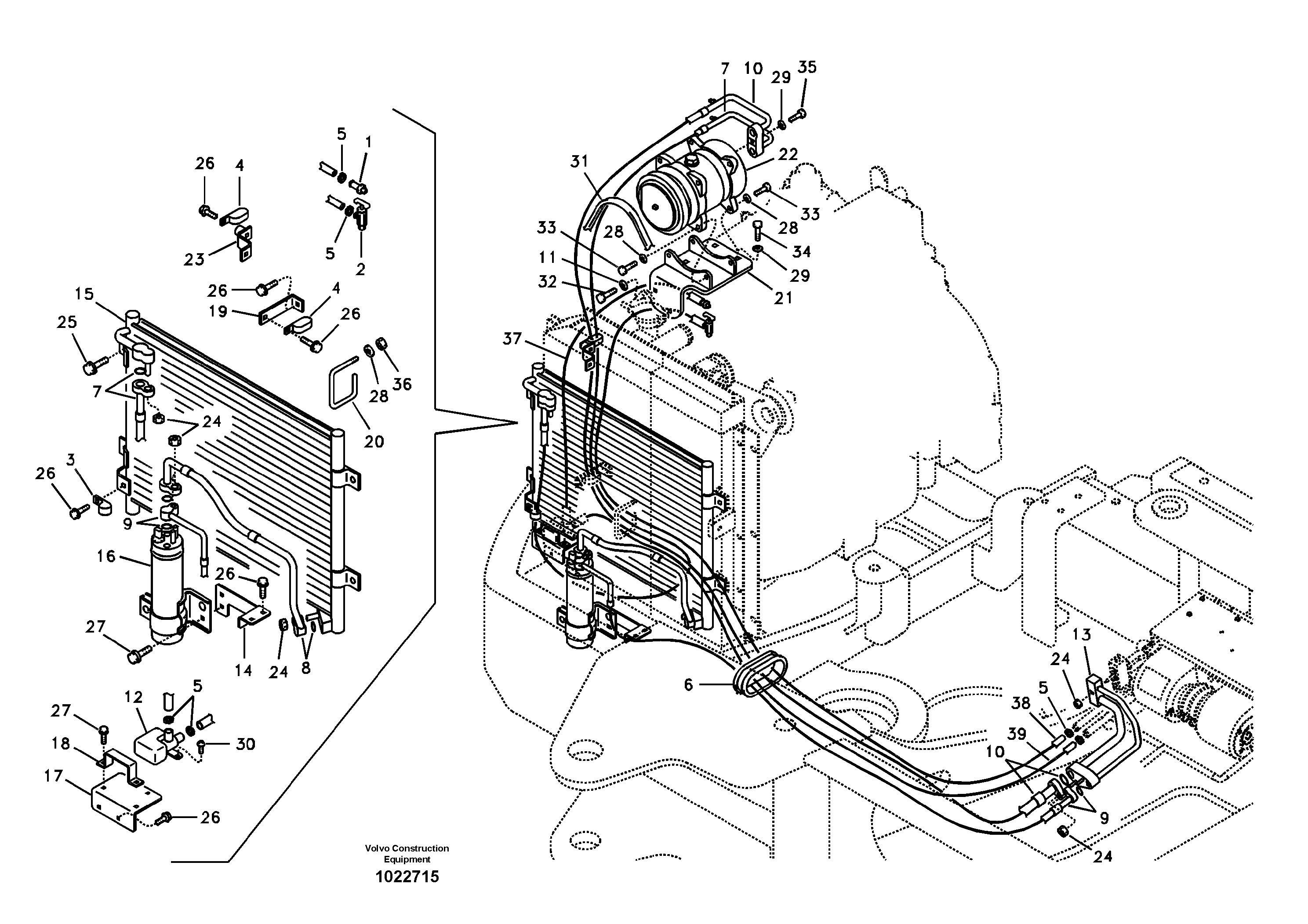 Схема запчастей Volvo ECR58 - 30118 Air conditioning line, cooling and heater 