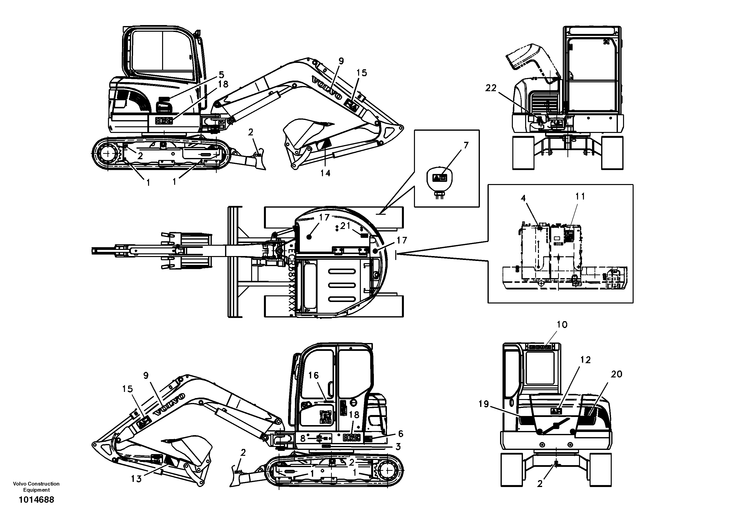 Схема запчастей Volvo ECR58 - 73741 Decal, outer location 