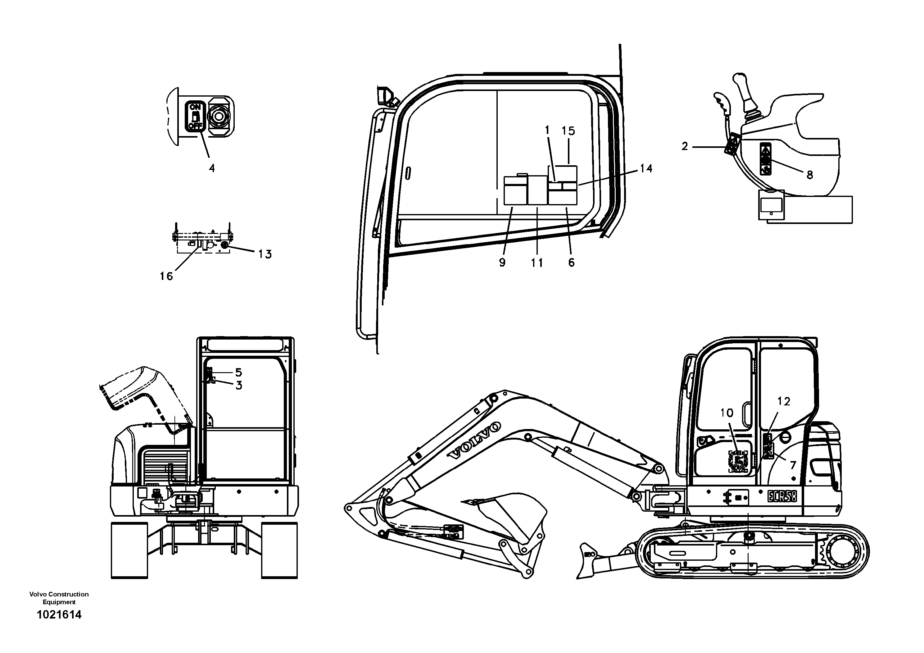 Схема запчастей Volvo ECR58 - 80896 Decal, inner location 