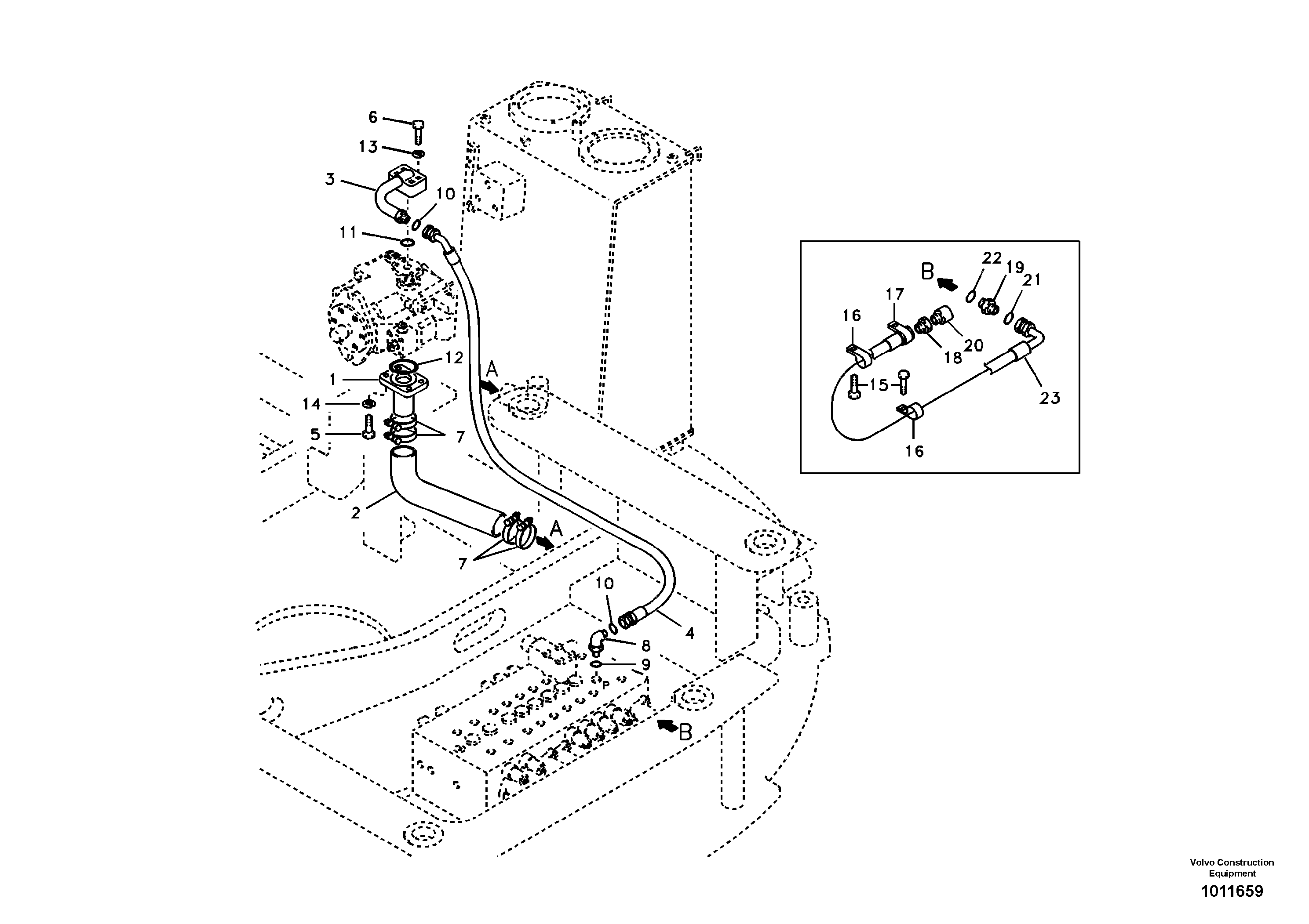Схема запчастей Volvo ECR58 - 36934 Hydraulic system, suction line 