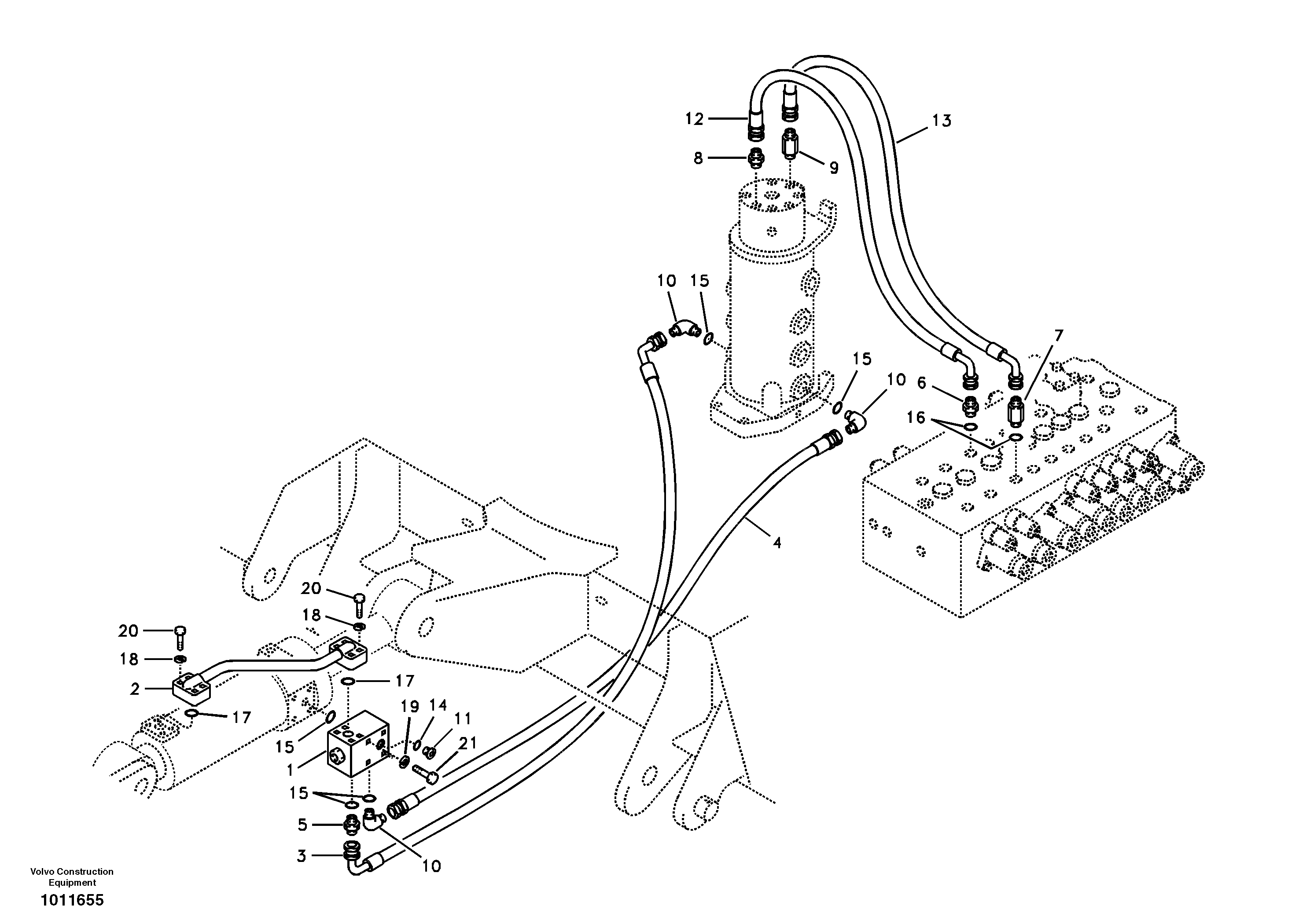 Схема запчастей Volvo ECR58 - 37617 Hydraulic system, dozer blade front 