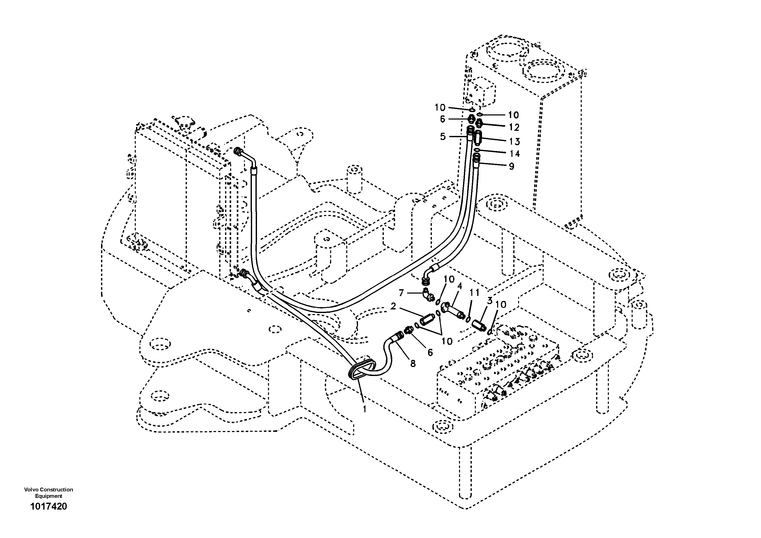 Схема запчастей Volvo ECR58 - 4696 Hydraulic system, return lines 