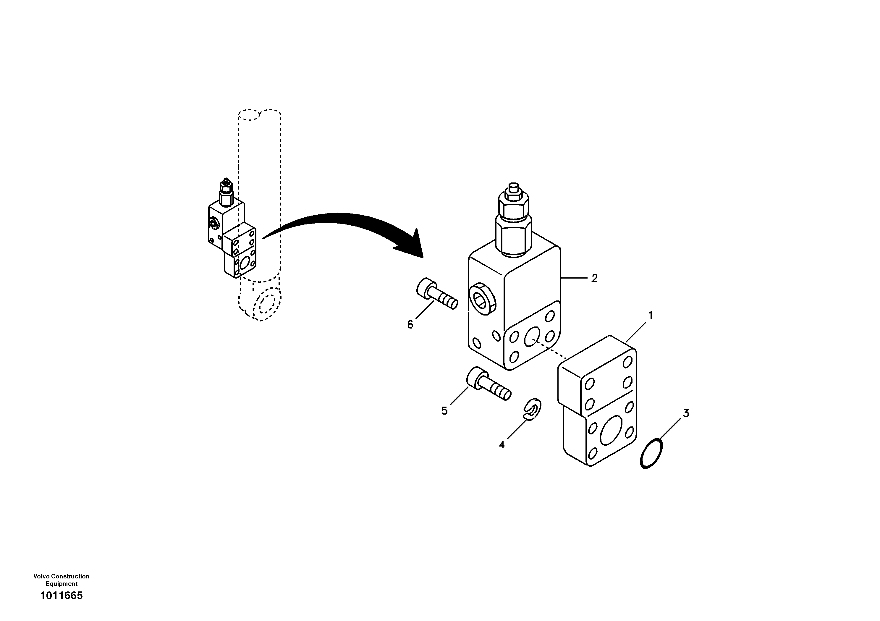 Схема запчастей Volvo ECR58 - 38446 Working hydraulic, boom rupture valve mount 