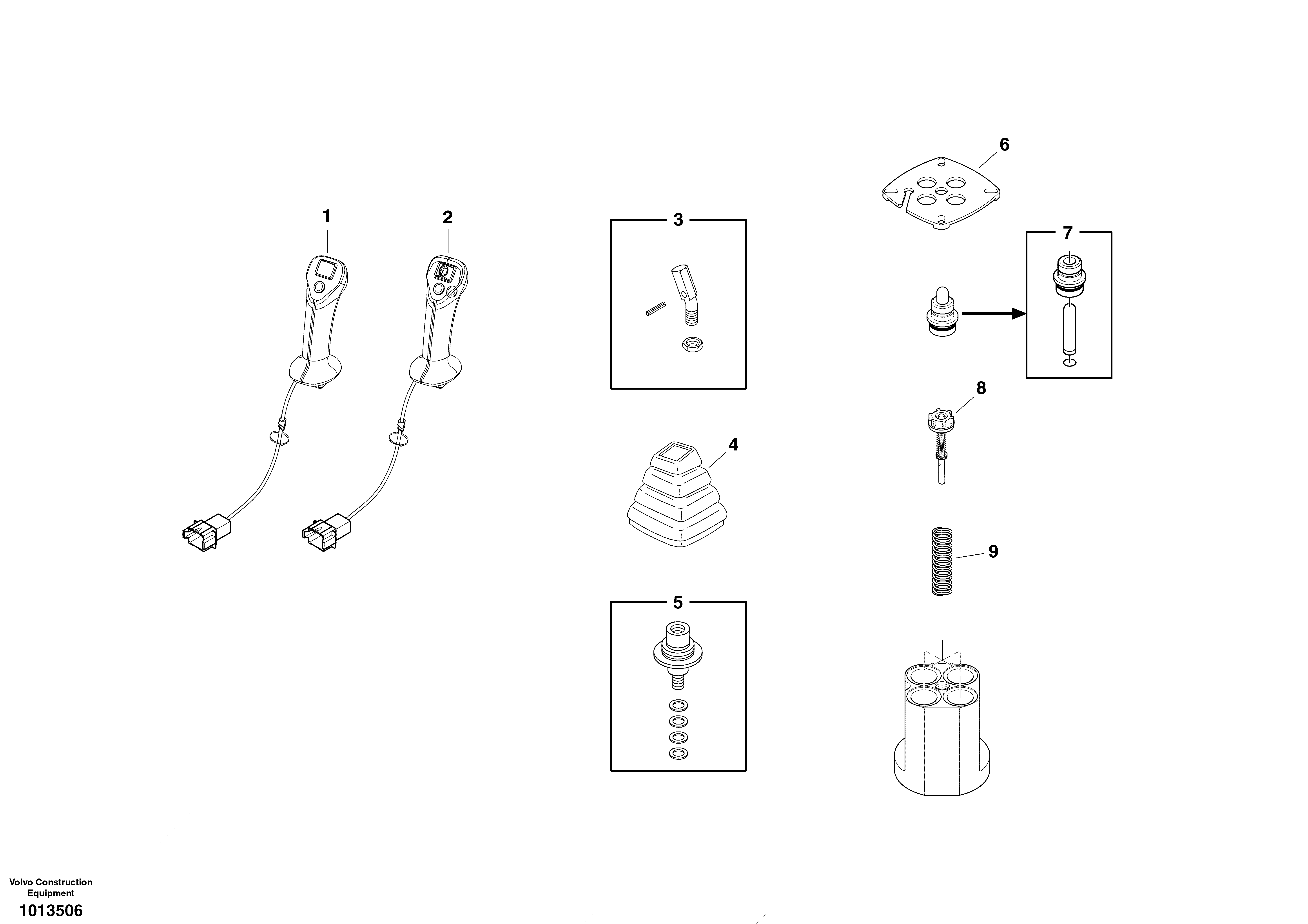 Схема запчастей Volvo ECR58 - 3523 Servo system, remote control valve 