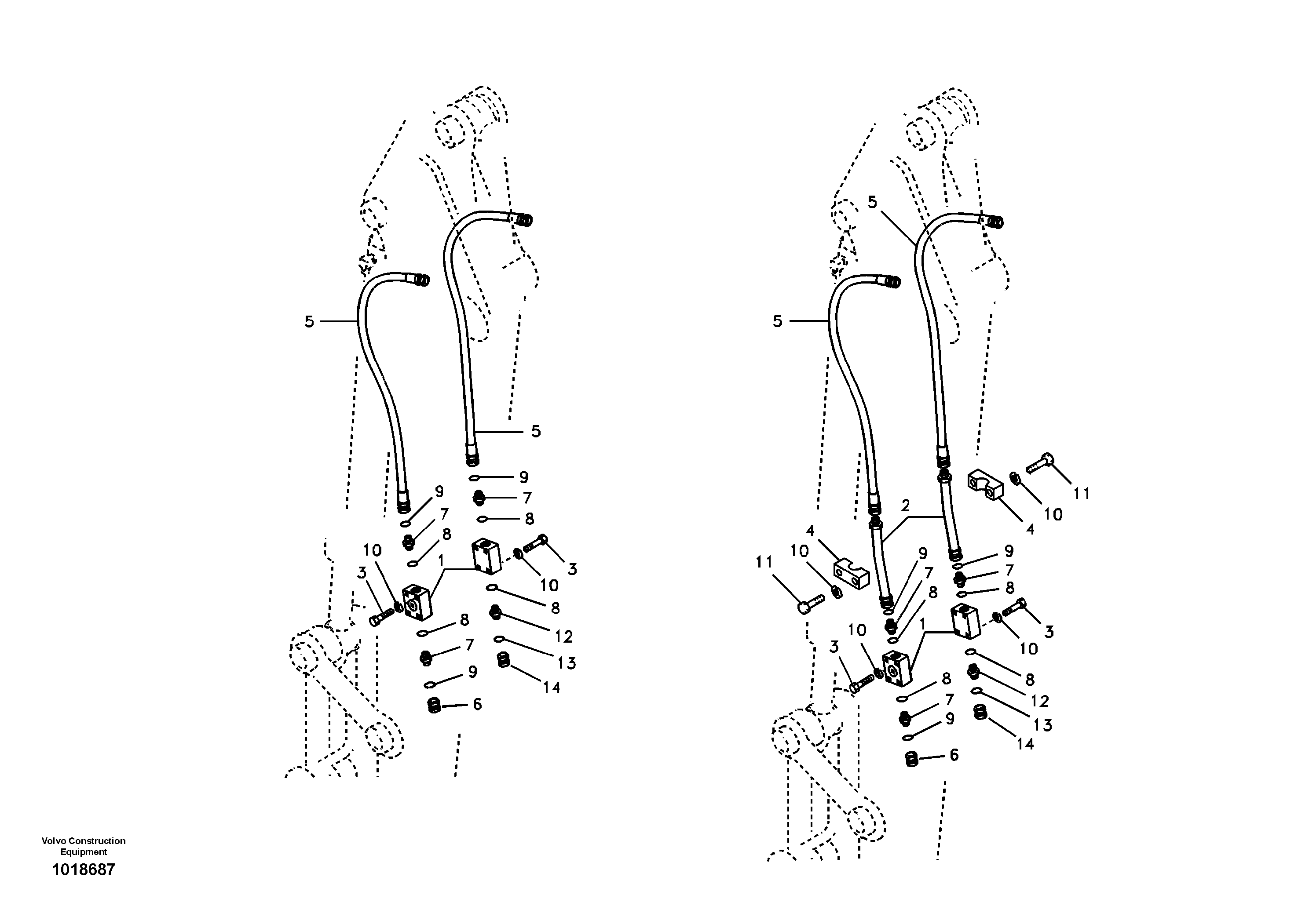 Схема запчастей Volvo ECR58 - 2532 Working hydraulic, hammer and shear for dipper arm 