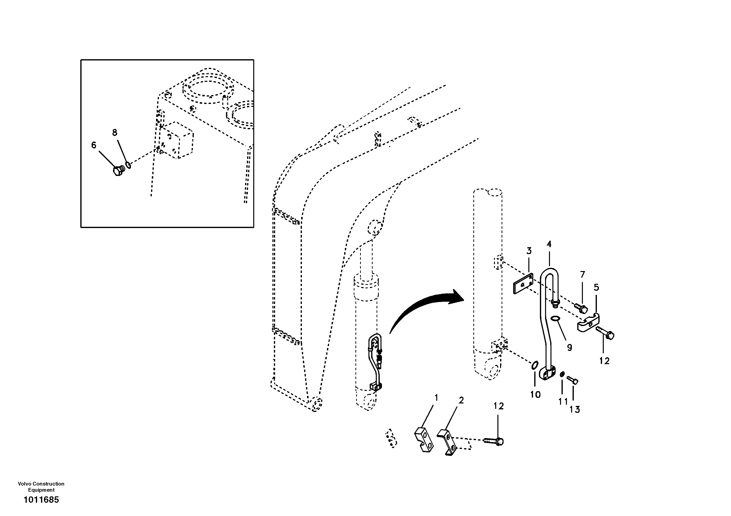 Схема запчастей Volvo ECR58 - 4747 Working hydraulic, boom cylinder 