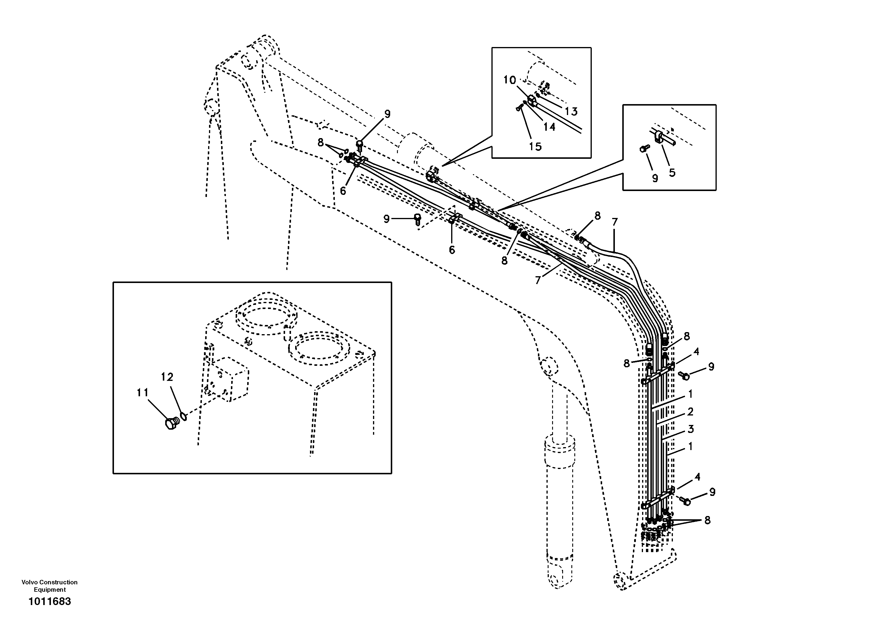 Схема запчастей Volvo ECR58 - 67938 Working hydraulic, dipper arm cylinder on boom 