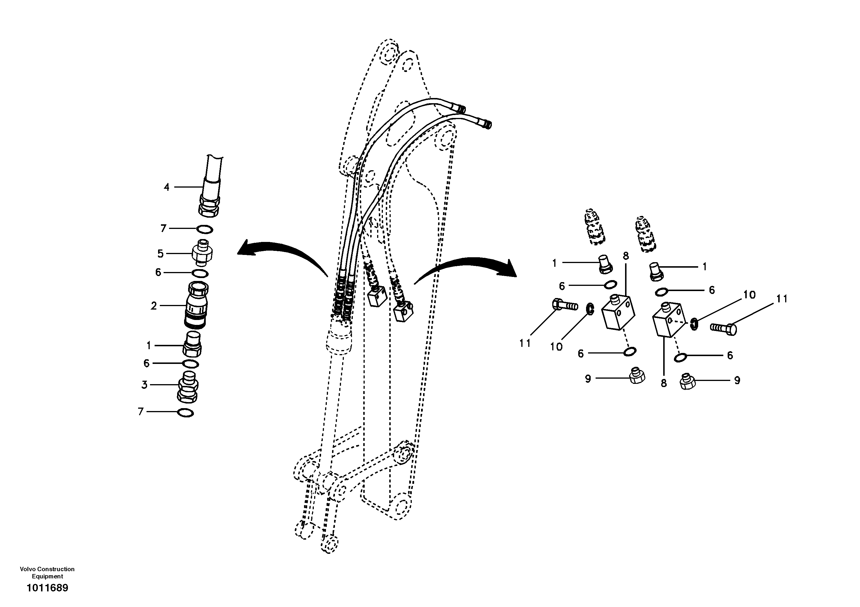 Схема запчастей Volvo ECR58 - 91906 Working hydraulics, grab system on work equipment 
