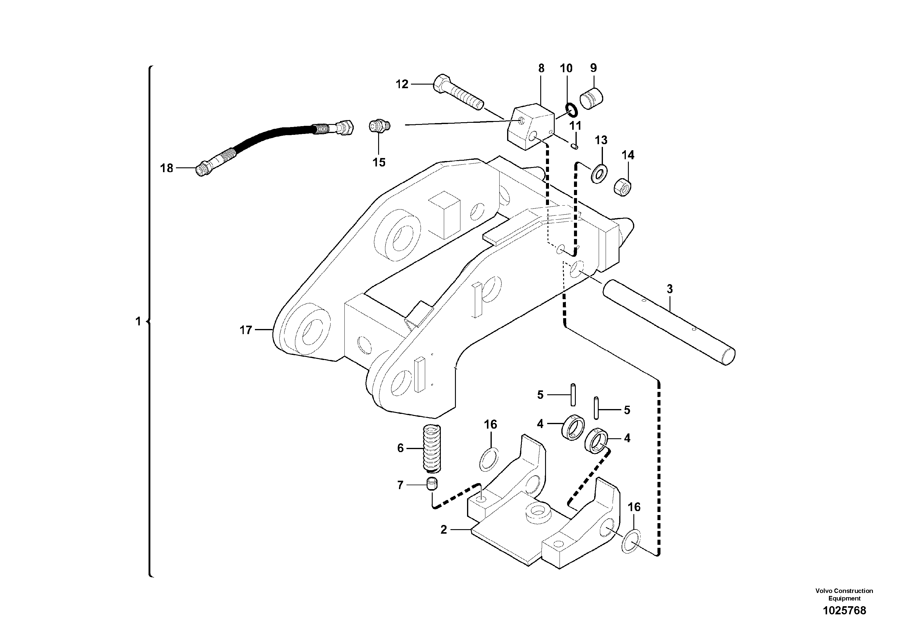 Схема запчастей Volvo ECR58 - 4766 Attachment bracket, quickfit 