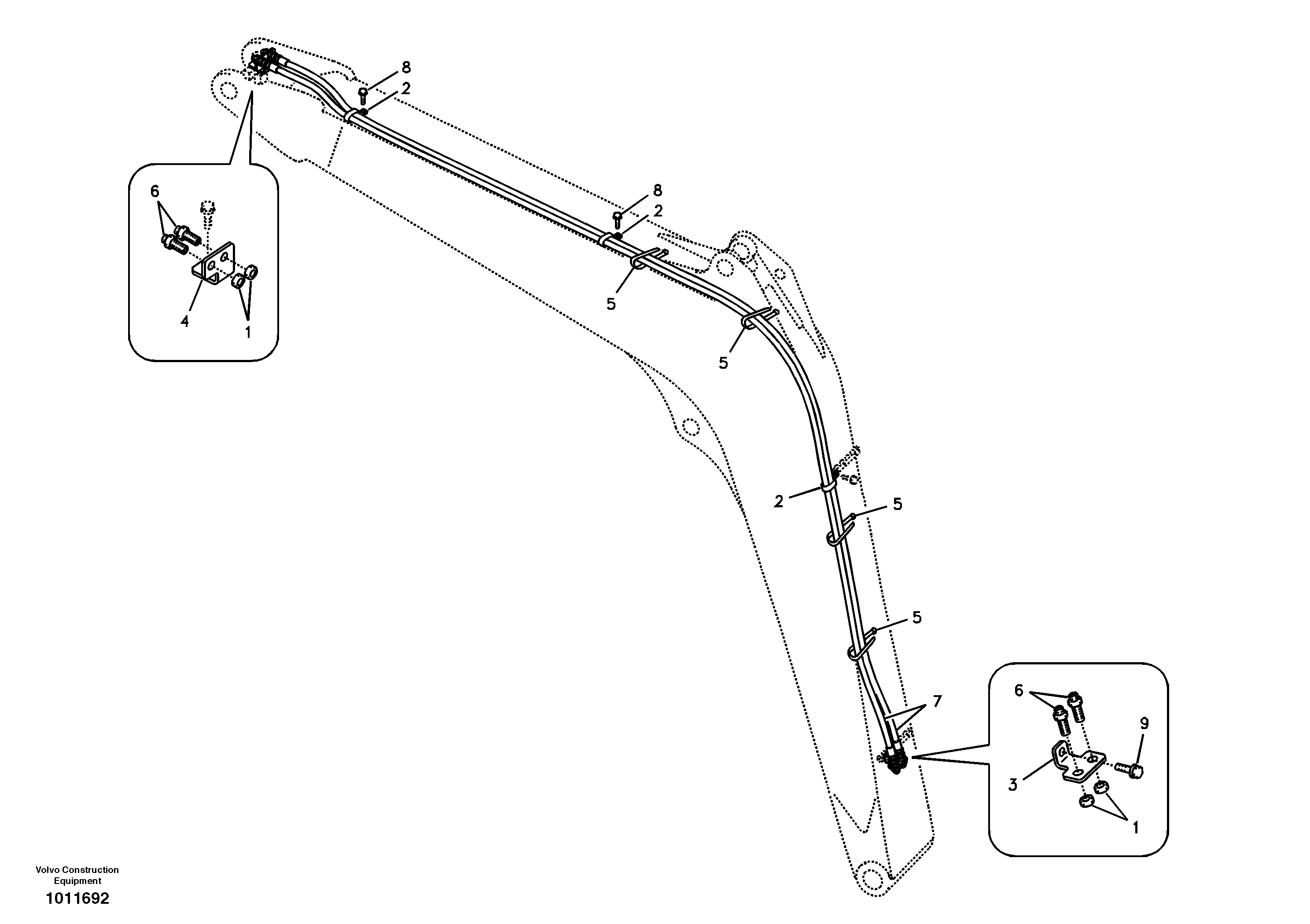 Схема запчастей Volvo ECR58 - 4774 Working hydraulic, quick fit on boom 
