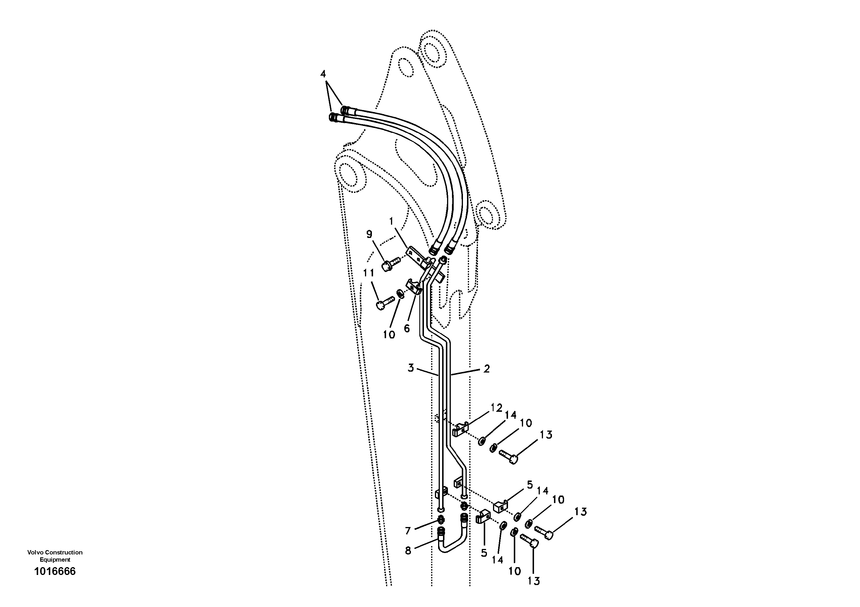 Схема запчастей Volvo ECR58 - 4784 Working hydraulic, slope and rotator on dipper arm 