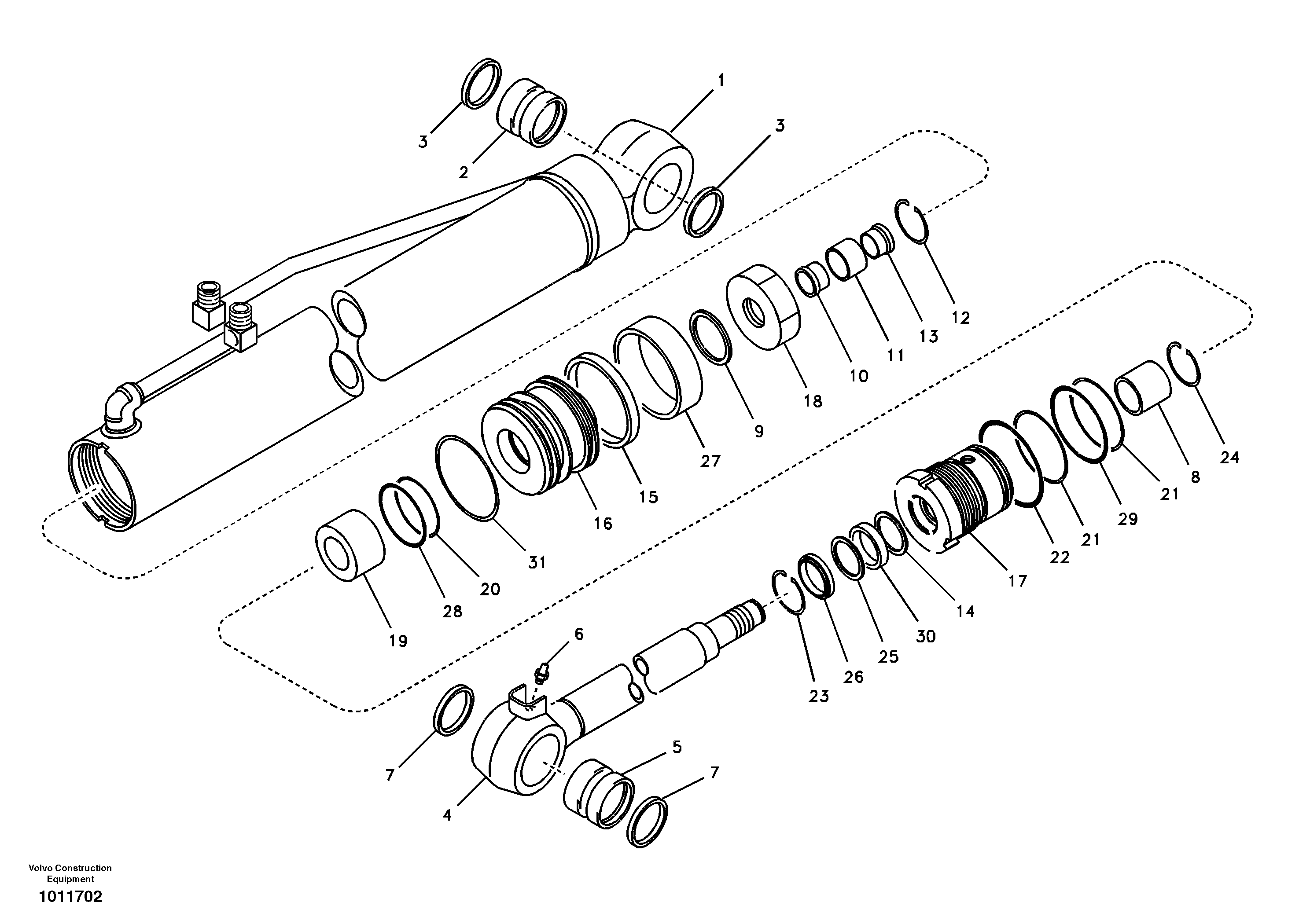 Схема запчастей Volvo ECR58 - 60566 Boom swing cylinder 