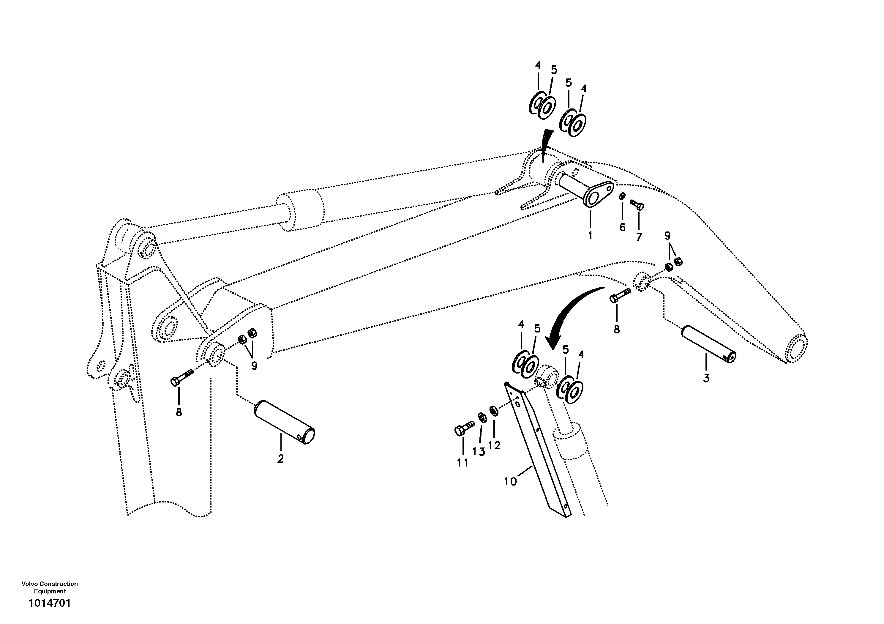 Схема запчастей Volvo ECR58 - 4807 Links to boom 