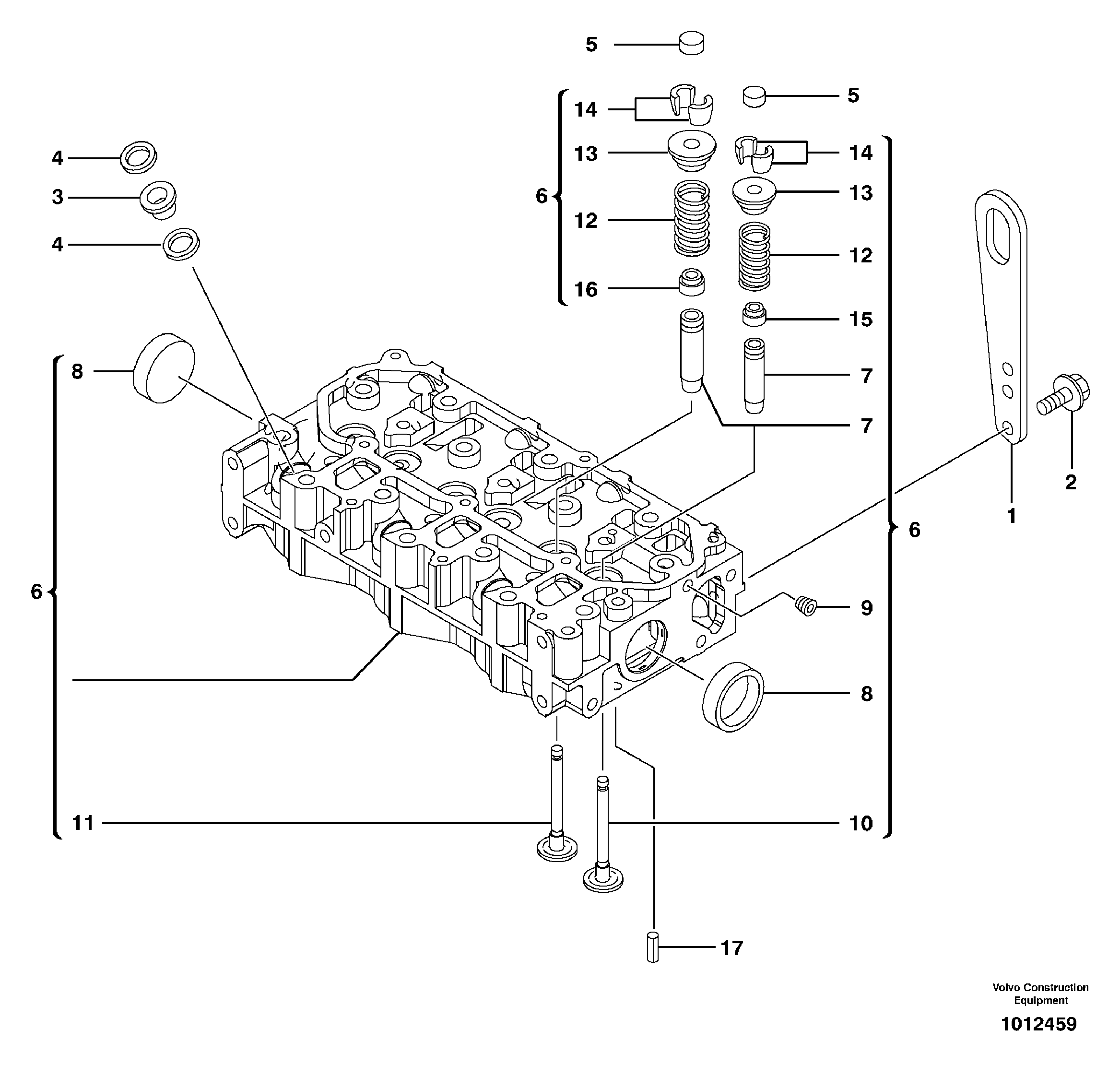 Схема запчастей Volvo ECR28 TYPE 601 - 67233 Головка блока цилиндров 