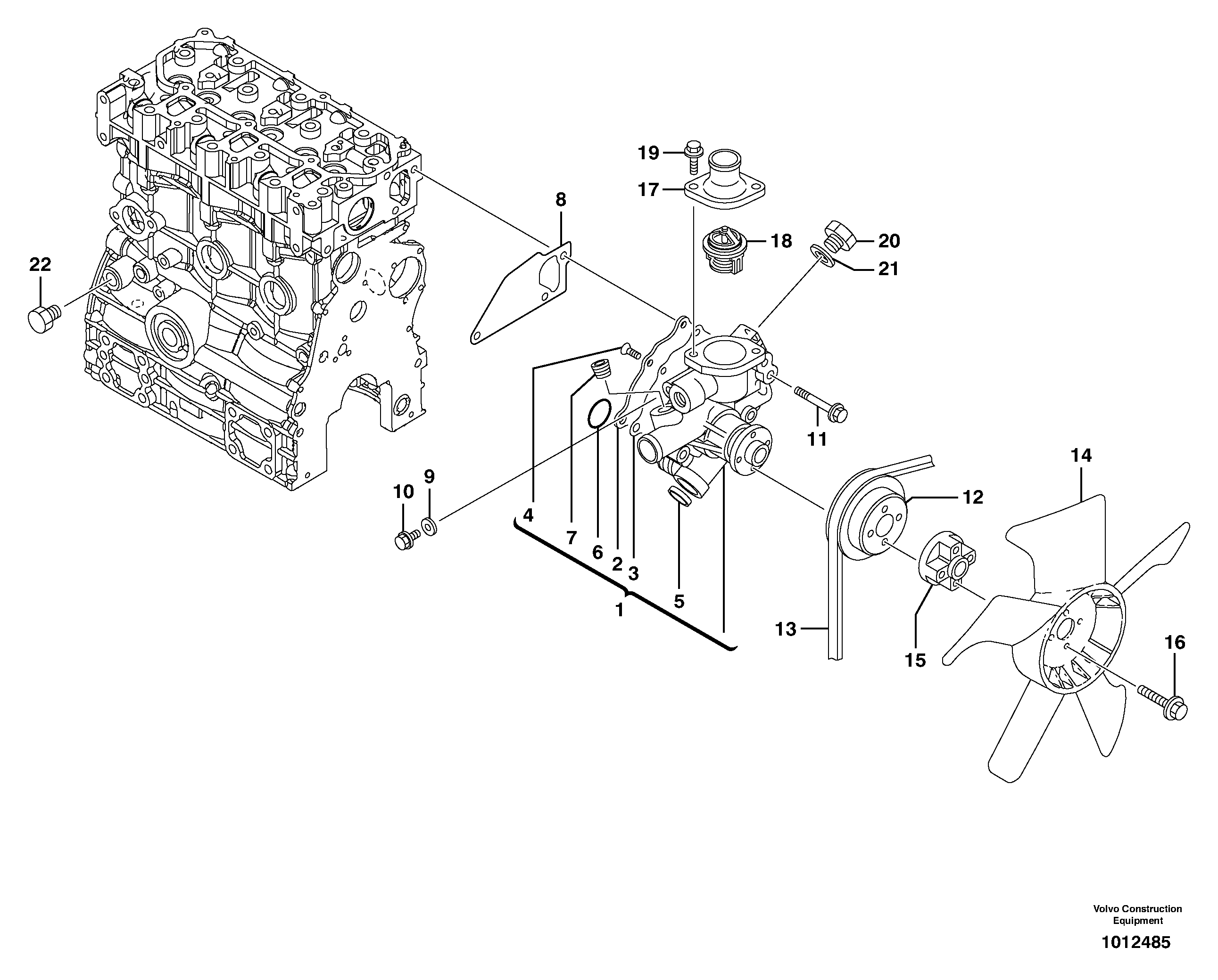Схема запчастей Volvo ECR28 TYPE 601 - 72065 Водяной насос 