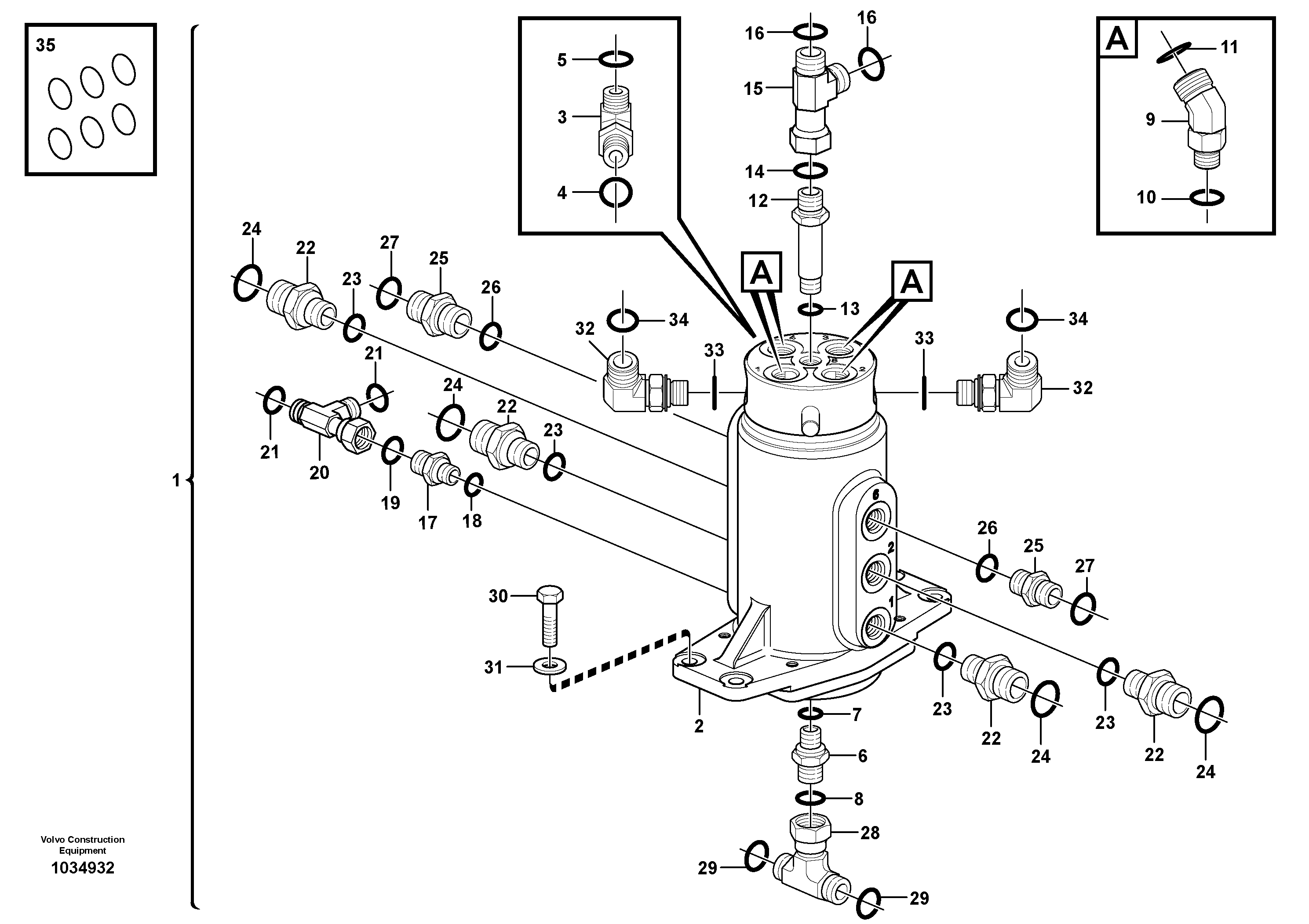 Схема запчастей Volvo ECR28 TYPE 601 - 102041 Swivel joint equipment 