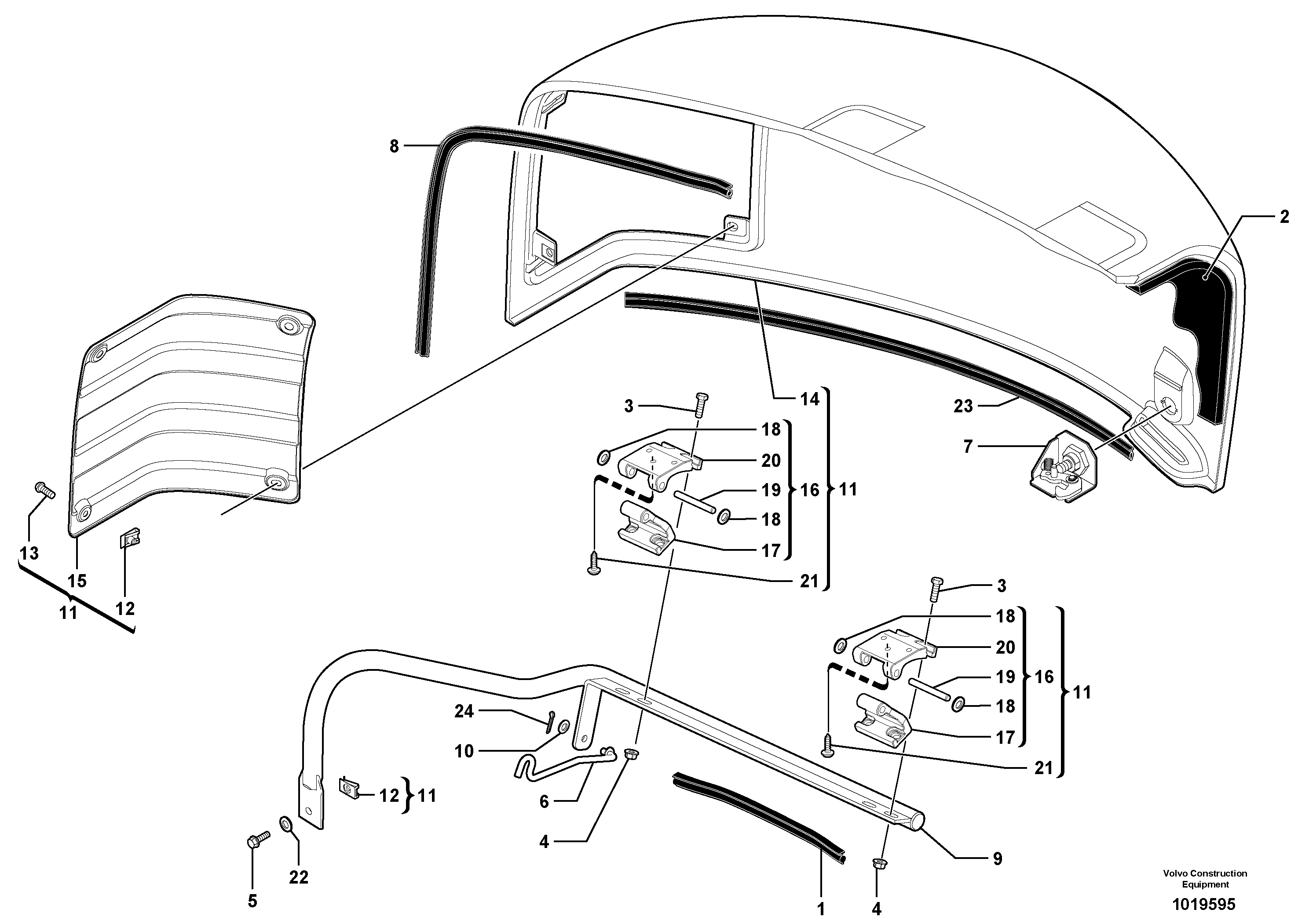 Схема запчастей Volvo ECR28 TYPE 601 - 75719 Крышка двигателя 