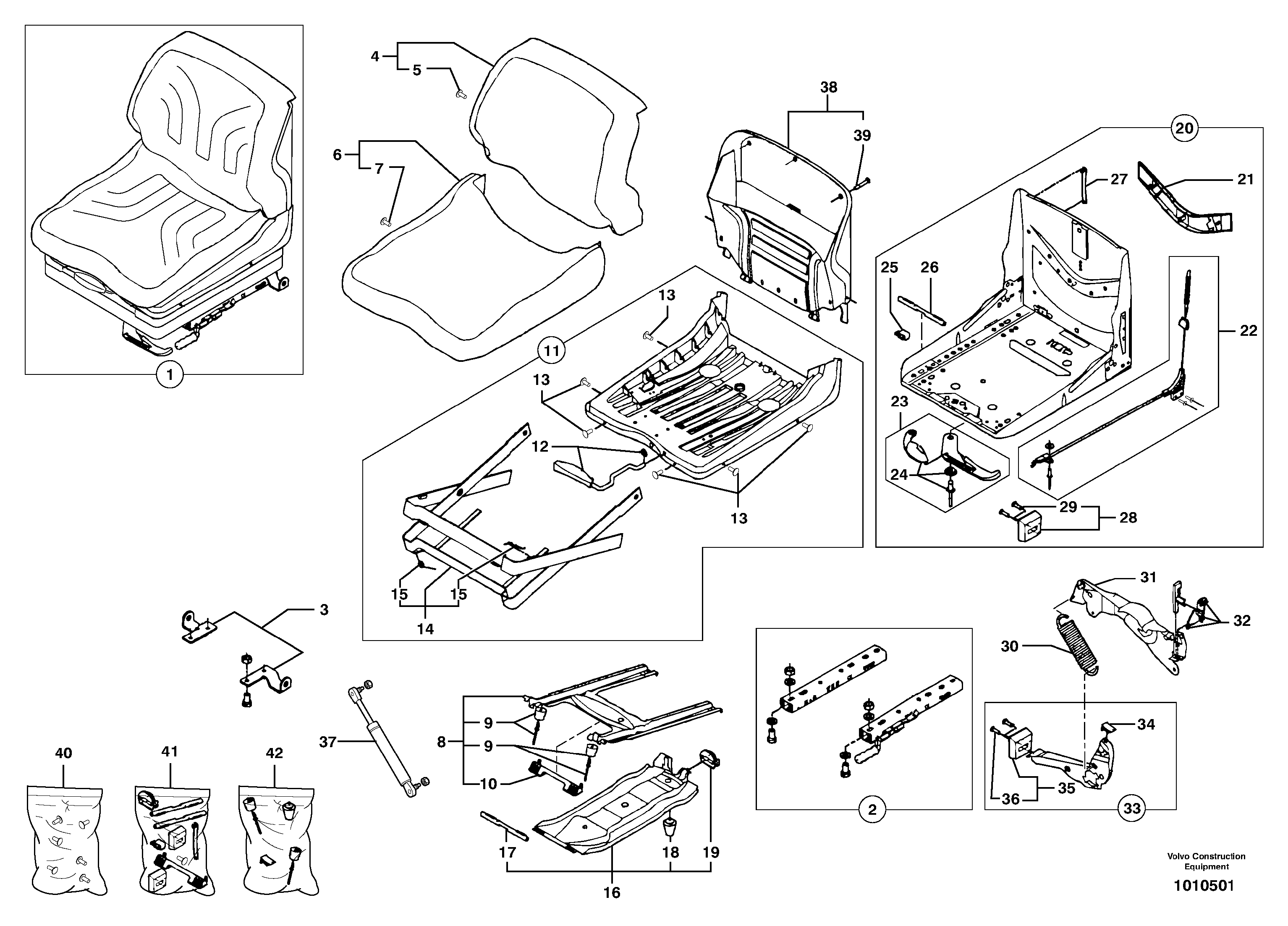 Схема запчастей Volvo ECR28 TYPE 601 - 72730 Suspended seat 