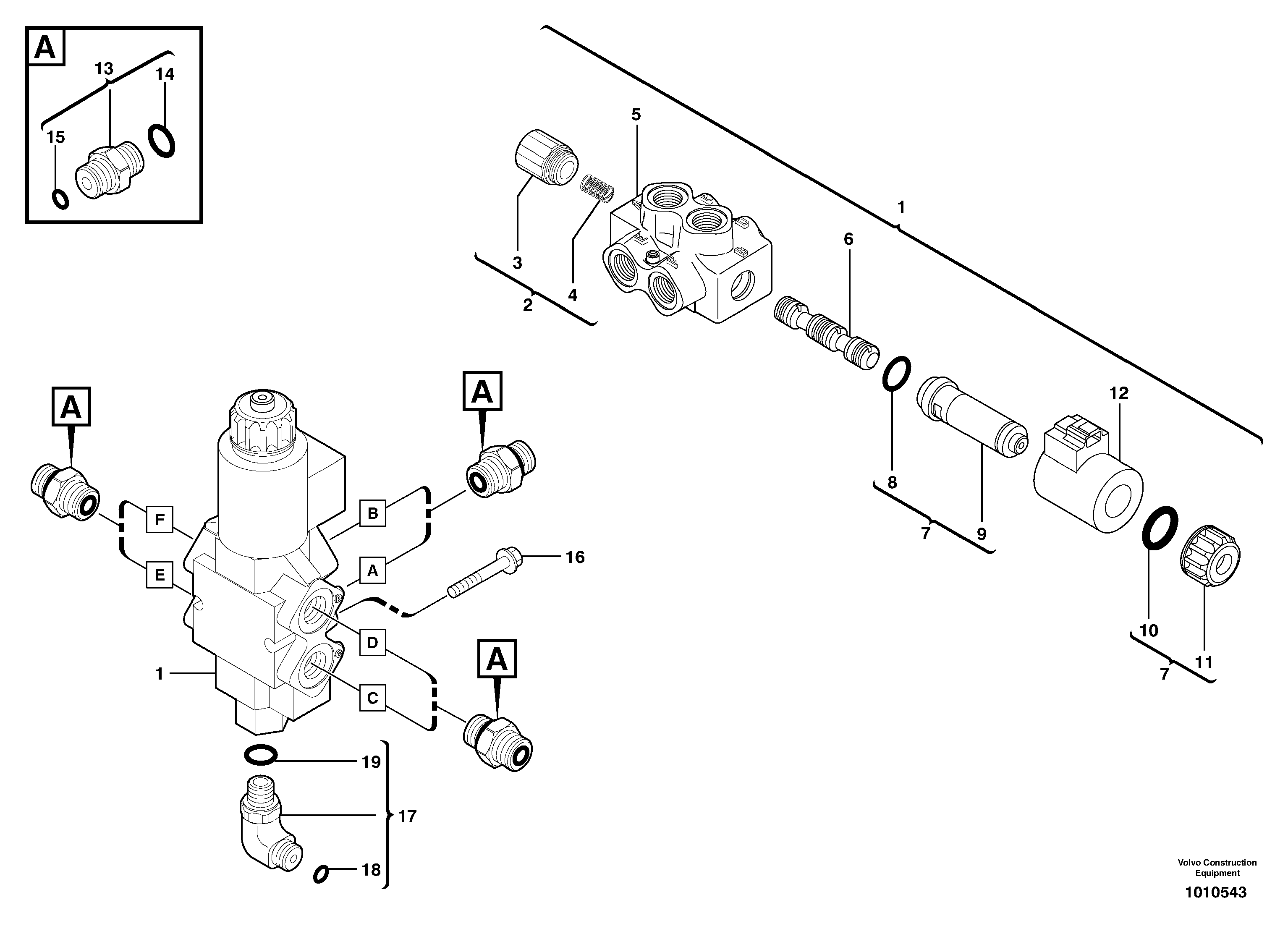 Схема запчастей Volvo ECR28 TYPE 601 - 71399 Slewing-offset selector switch ( for valve ) 