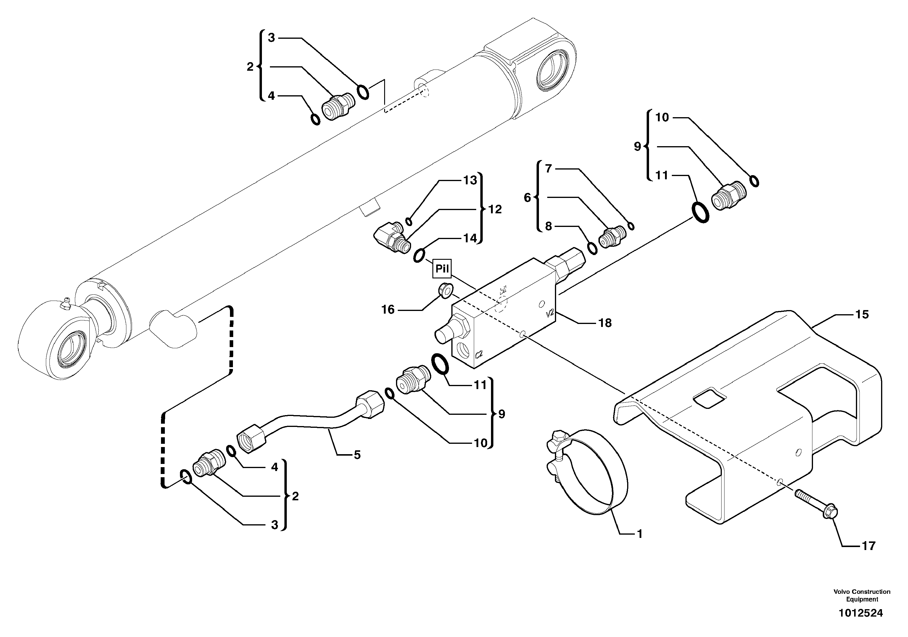 Схема запчастей Volvo ECR28 TYPE 601 - 71445 Safety valve ( dipper arm cylinder ) 