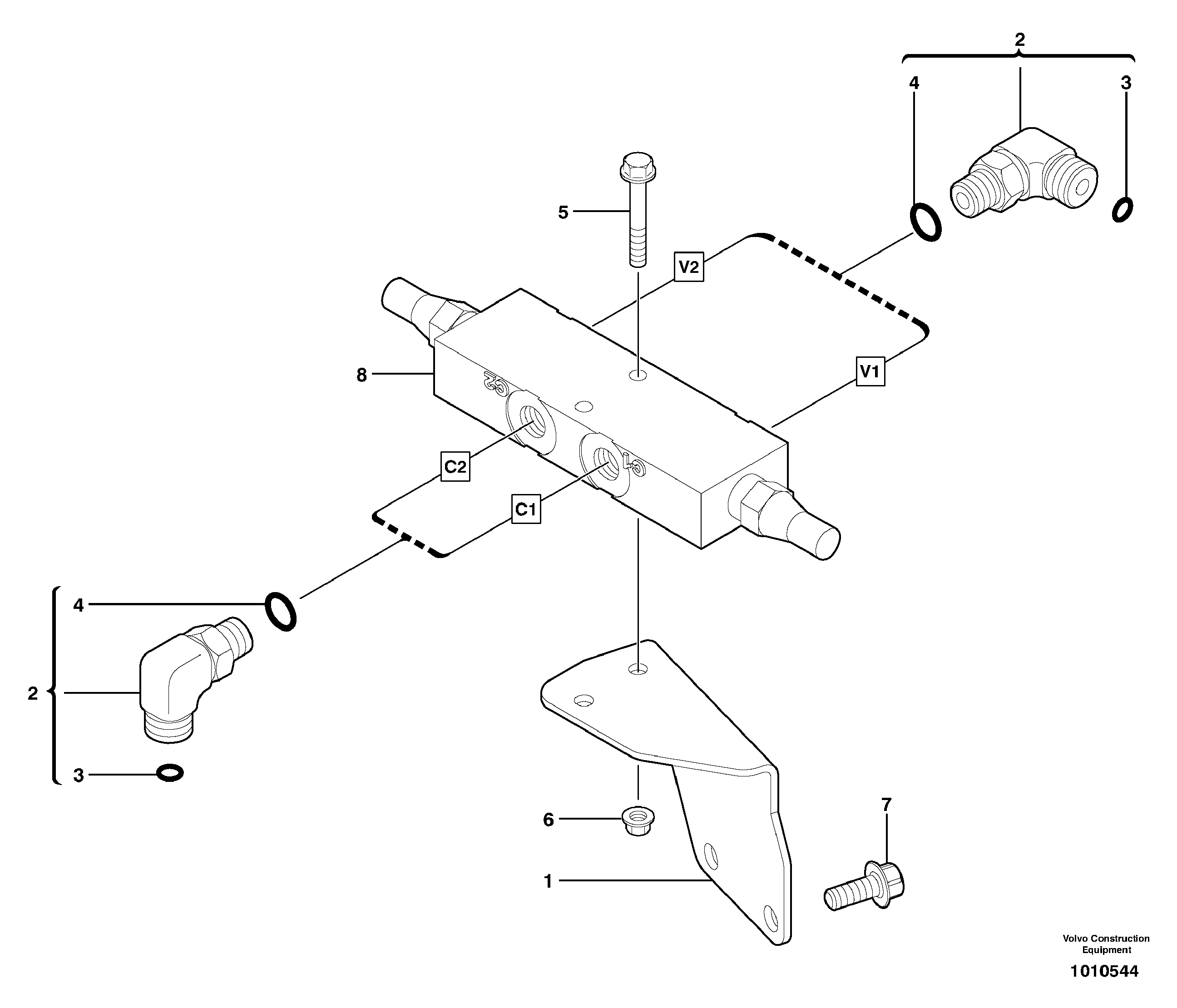 Схема запчастей Volvo ECR28 TYPE 601 - 73542 Balancing valve ( offset cylinder ) 