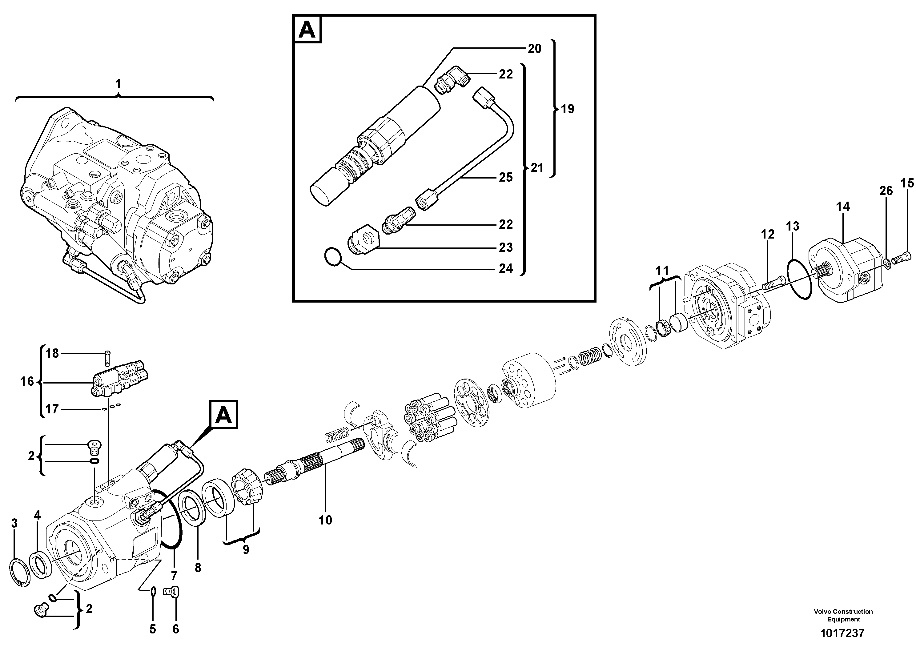 Схема запчастей Volvo ECR28 TYPE 601 - 67825 Гидронасос (основной насос) 