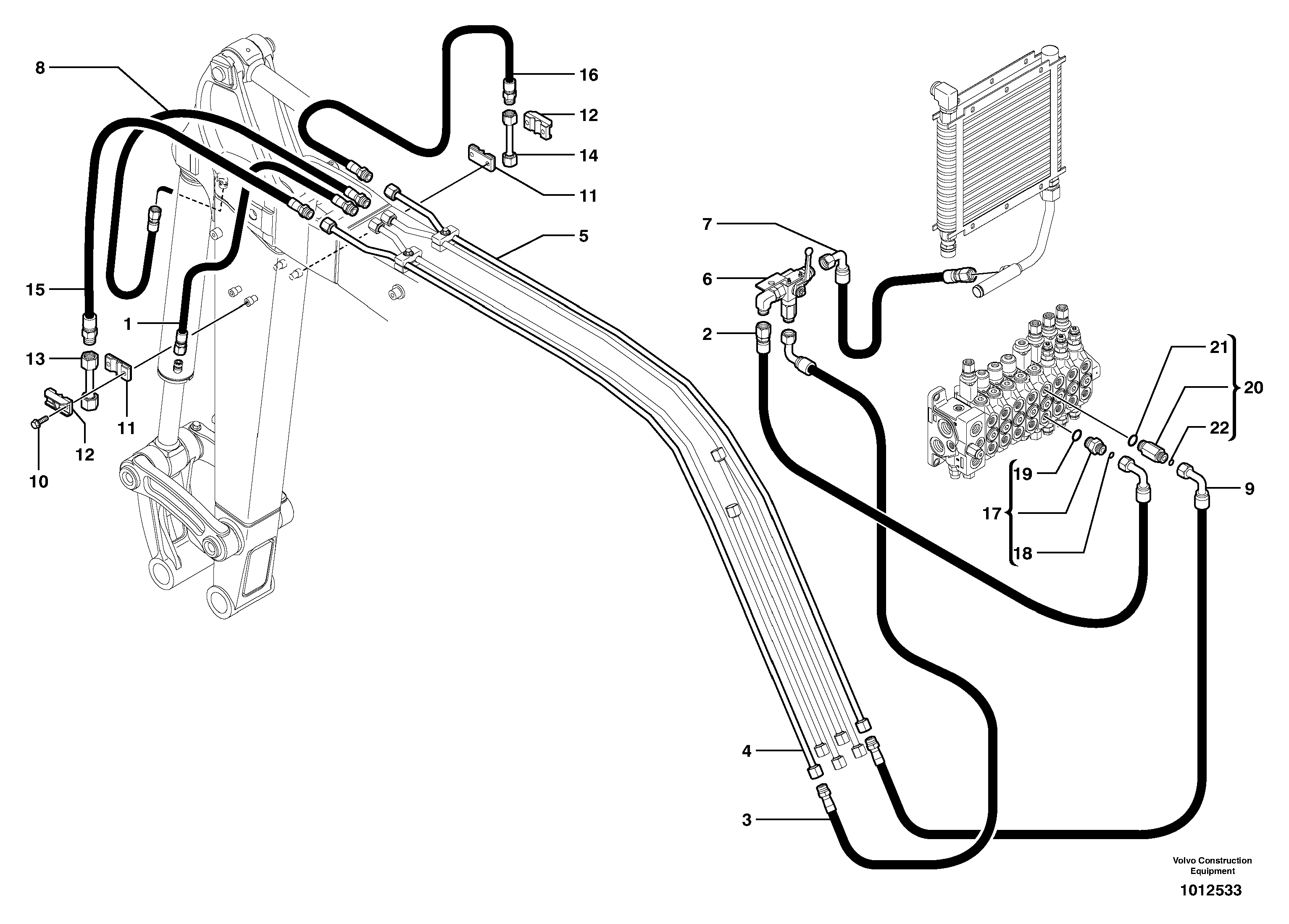 Схема запчастей Volvo ECR28 TYPE 601 - 102488 Hydraulic circuit ( double-acting ) 