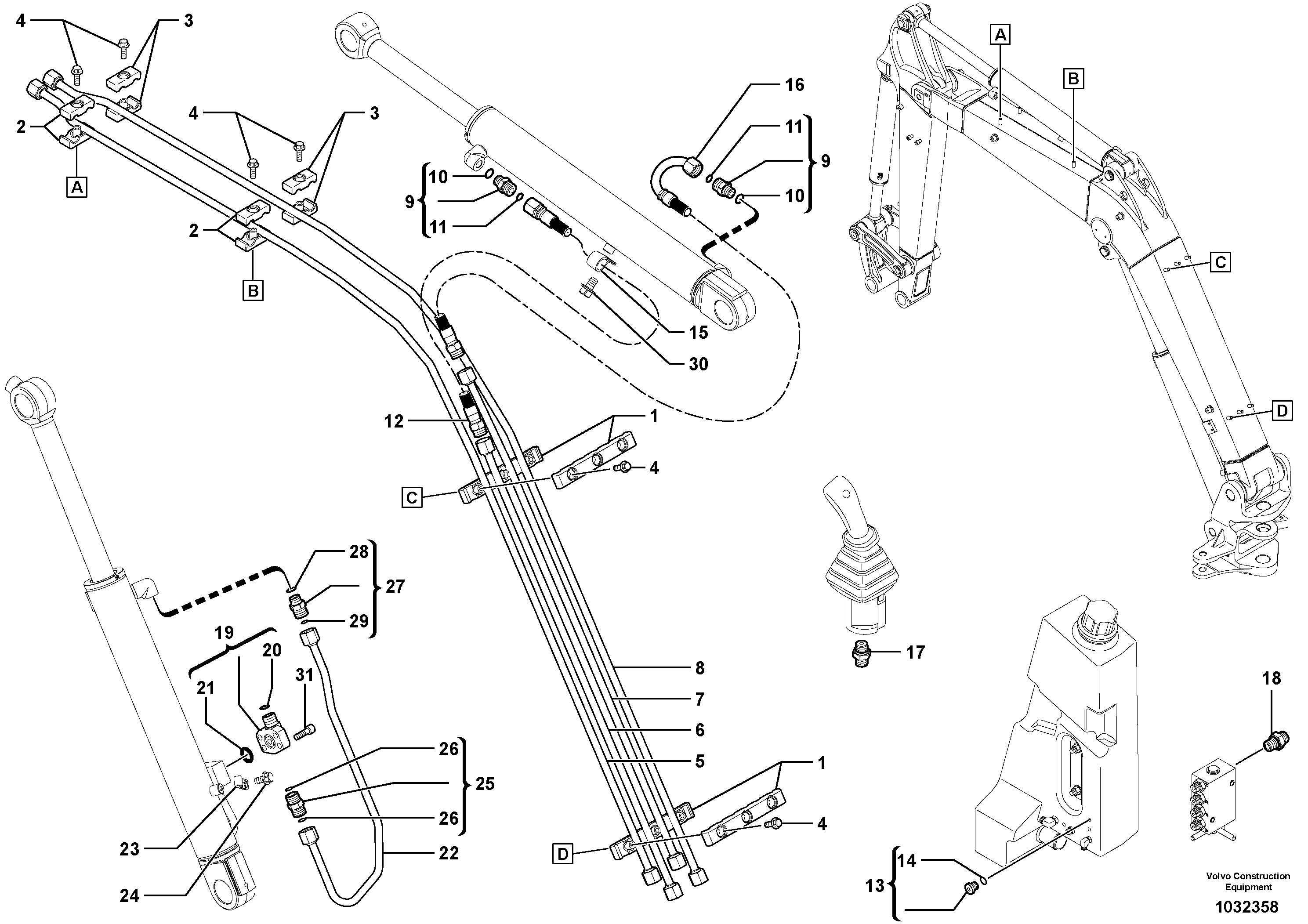 Схема запчастей Volvo ECR28 TYPE 601 - 102654 Hydraulic circuit ( boom ) 