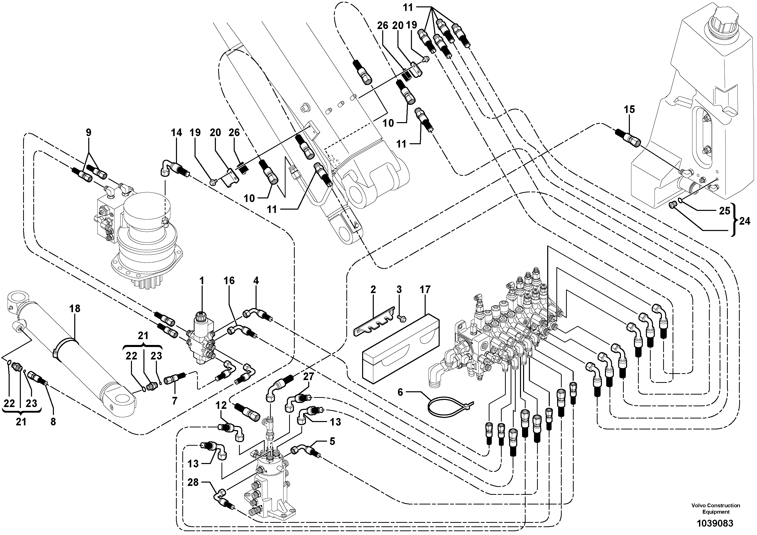 Схема запчастей Volvo ECR28 TYPE 601 - 105569 Hydraulic circuit ( platform ) 