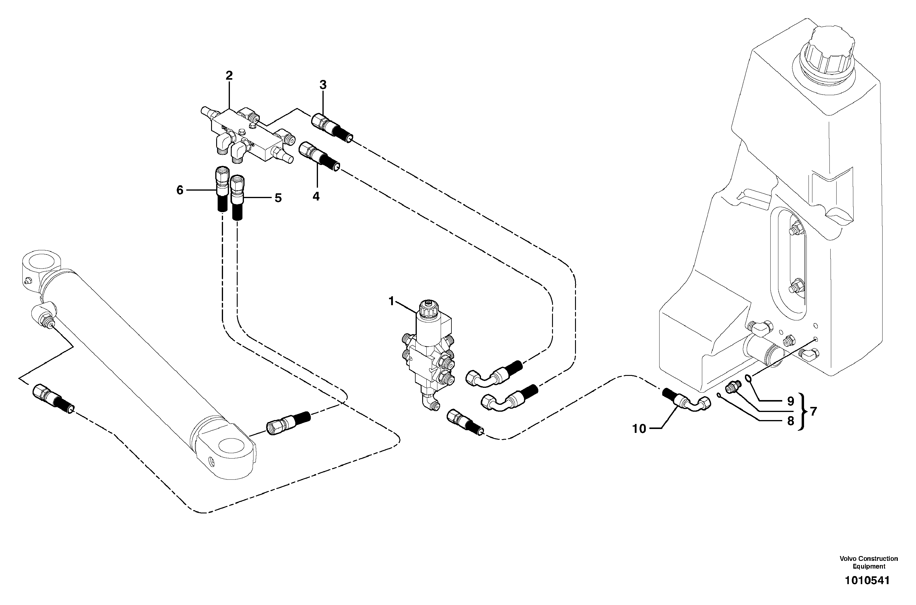 Схема запчастей Volvo ECR28 TYPE 601 - 68409 Hydraulic circuit ( balancing valve / offset cylinder ) 