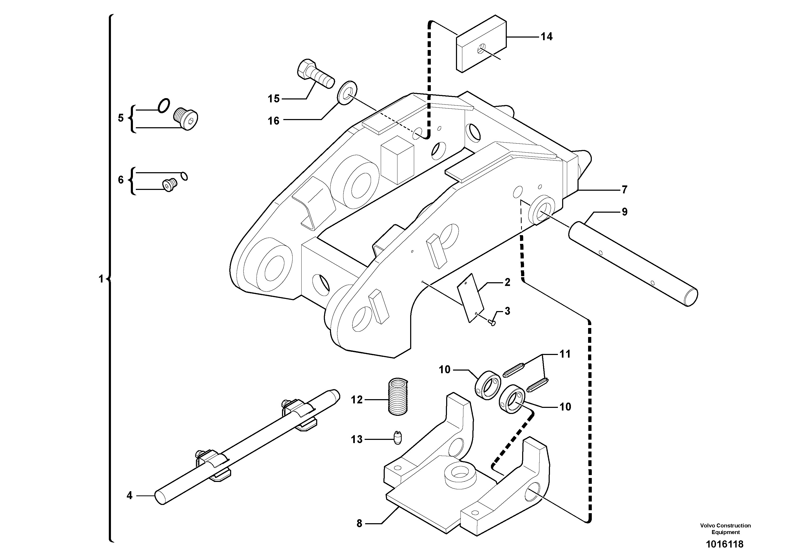 Схема запчастей Volvo ECR28 TYPE 601 - 102035 Tool holder / mechanical control 