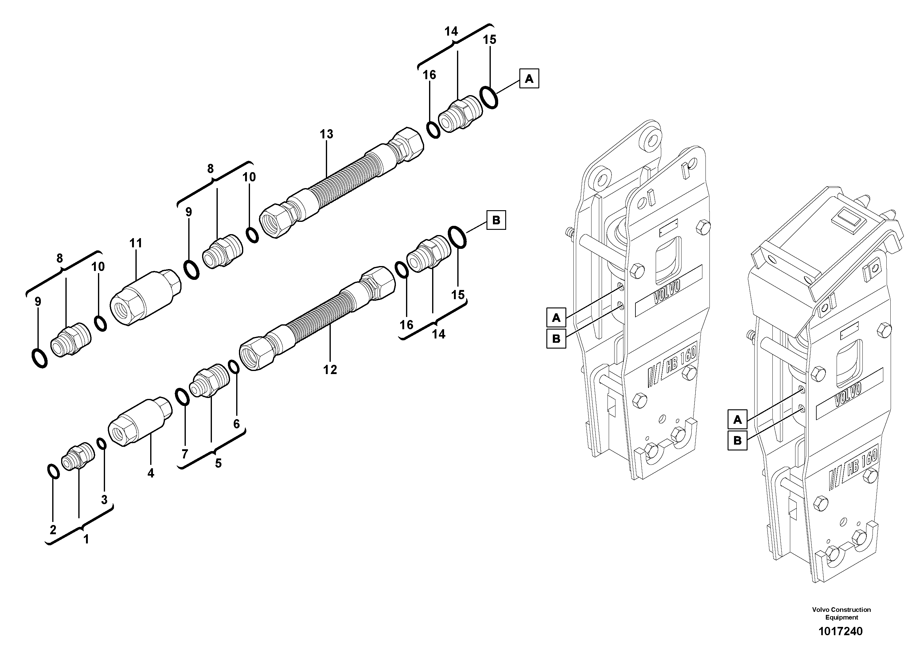 Схема запчастей Volvo ECR28 TYPE 601 - 76563 Hydraulic system, hammer 