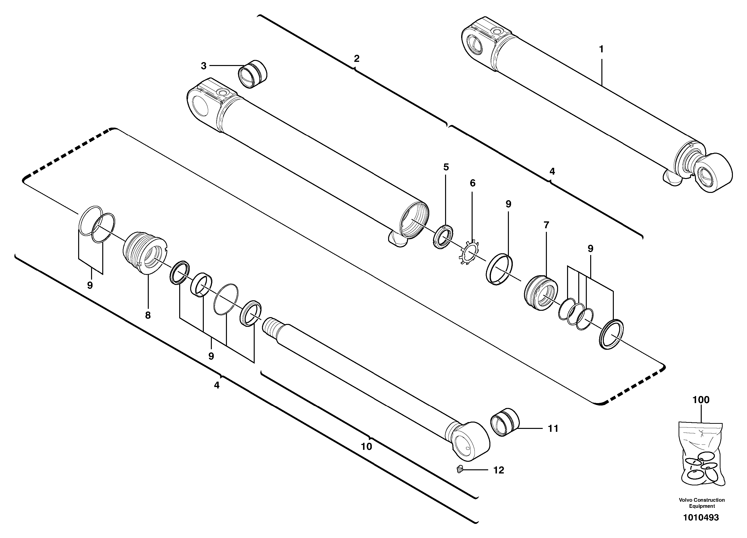 Схема запчастей Volvo ECR28 TYPE 601 - 76093 Boom offset cylinder 