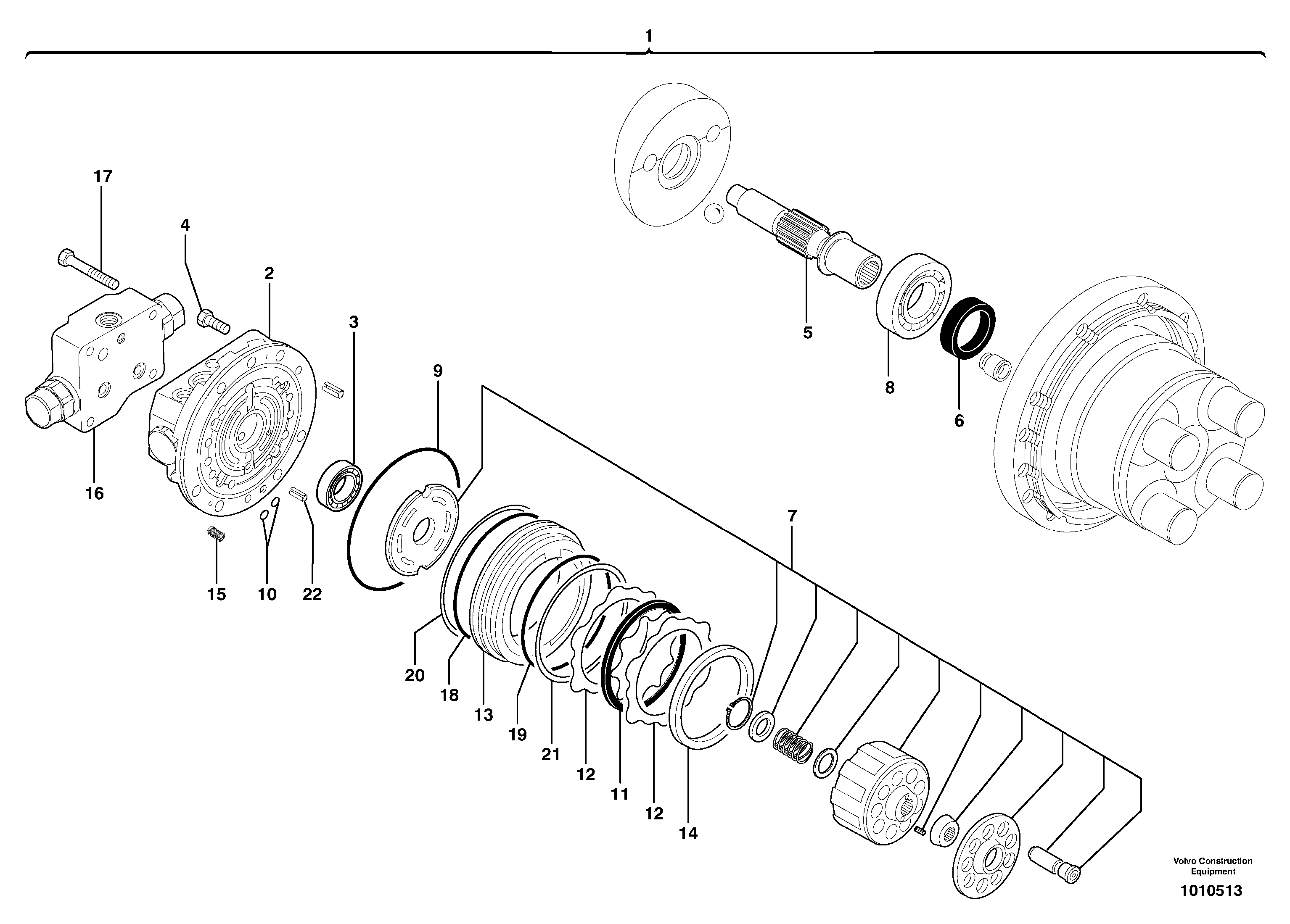 Схема запчастей Volvo ECR38 TYPE 602 - 9780 Travelling gear motor assy / with brake 