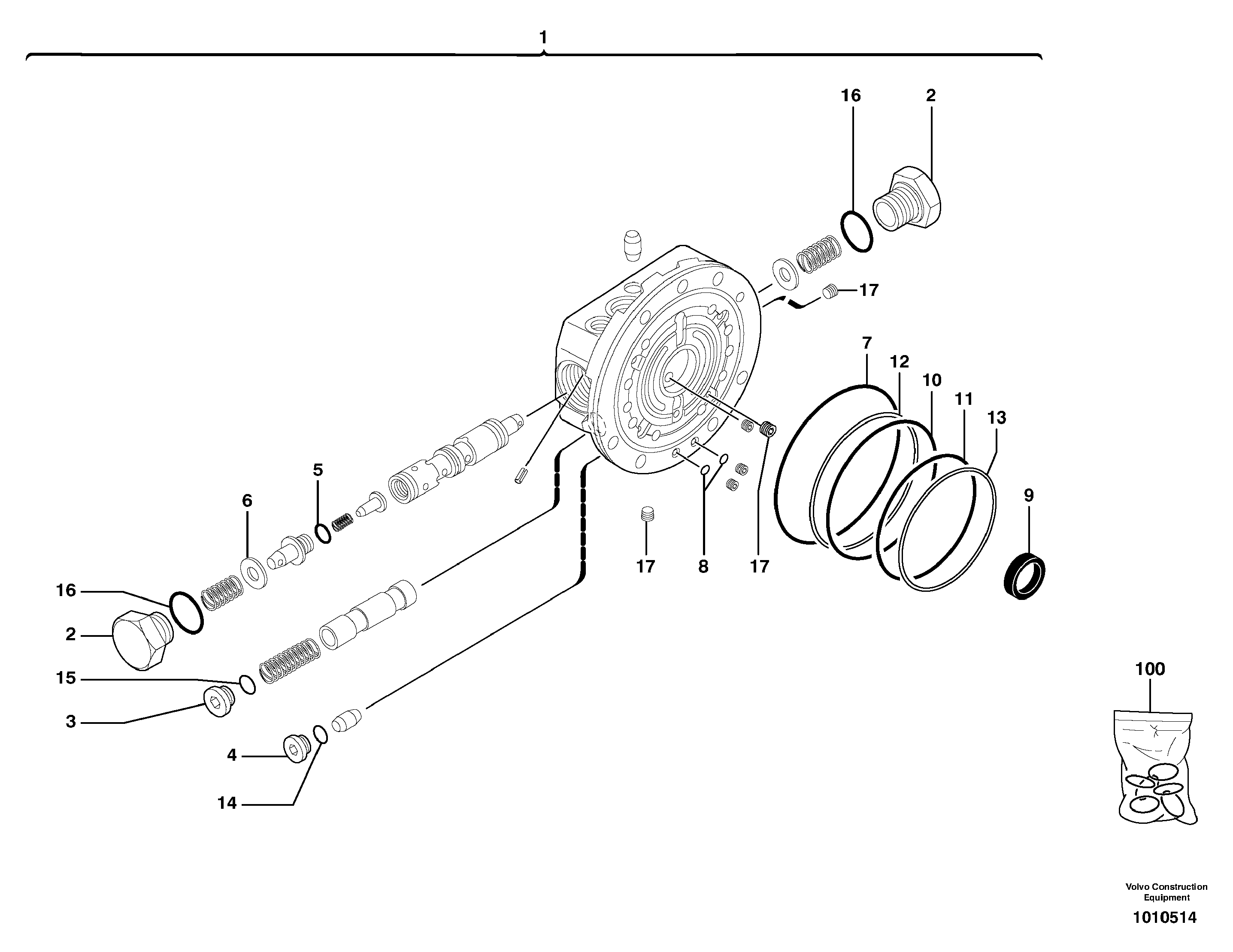 Схема запчастей Volvo ECR38 TYPE 602 - 9782 Клапан регулирующий (распределительный) 