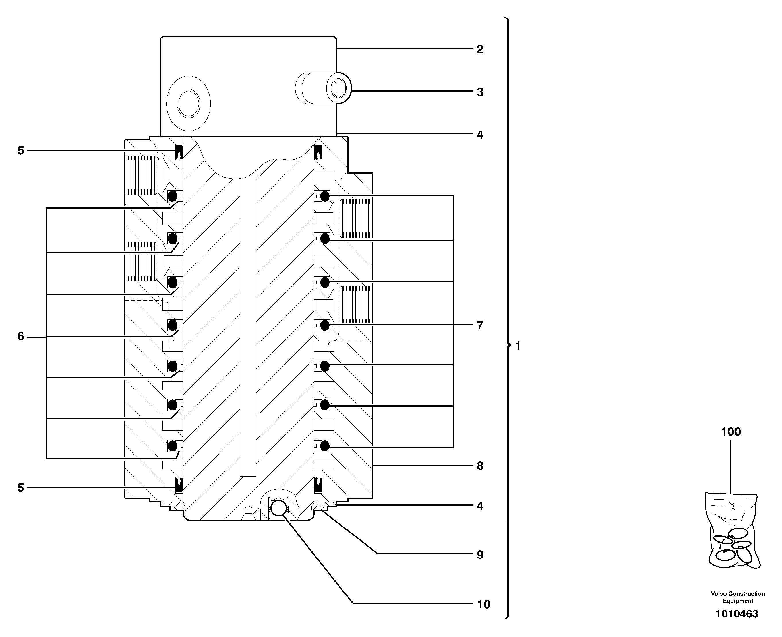 Схема запчастей Volvo ECR38 TYPE 602 - 7884 Swivel joint 