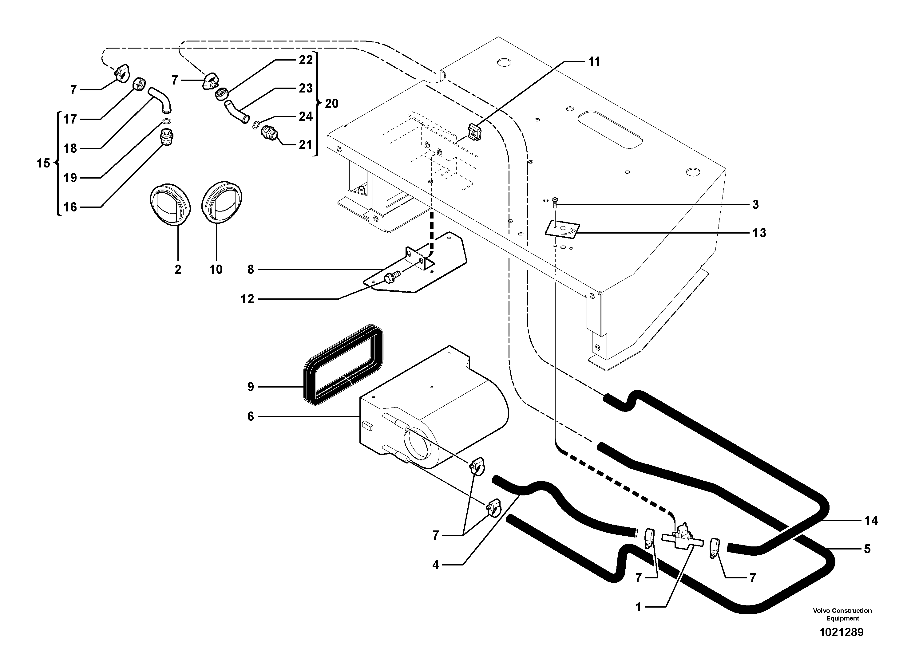 Схема запчастей Volvo ECR38 TYPE 602 - 102936 Cab heating installation 