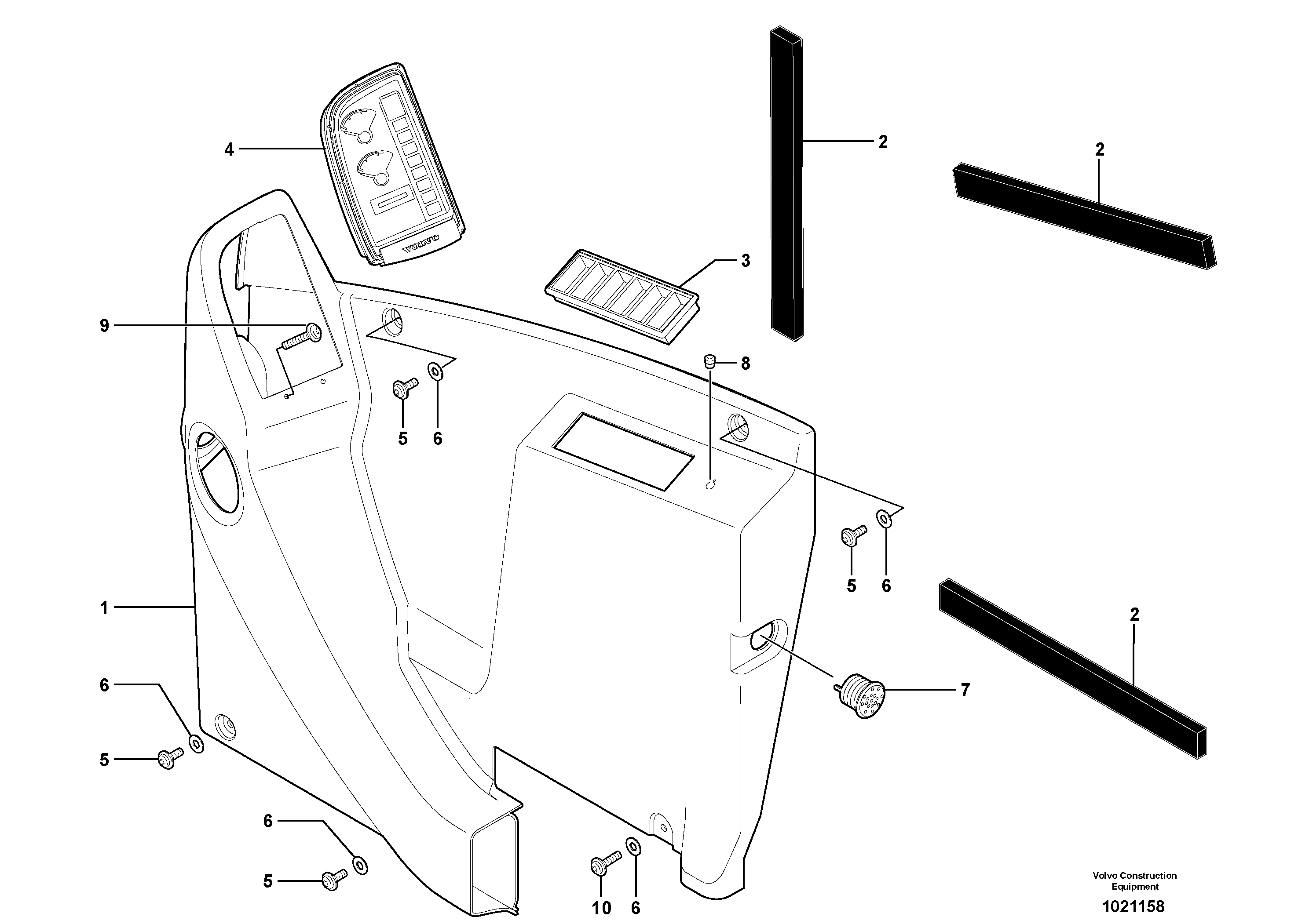 Схема запчастей Volvo ECR38 TYPE 602 - 6417 Instrument panel, left 